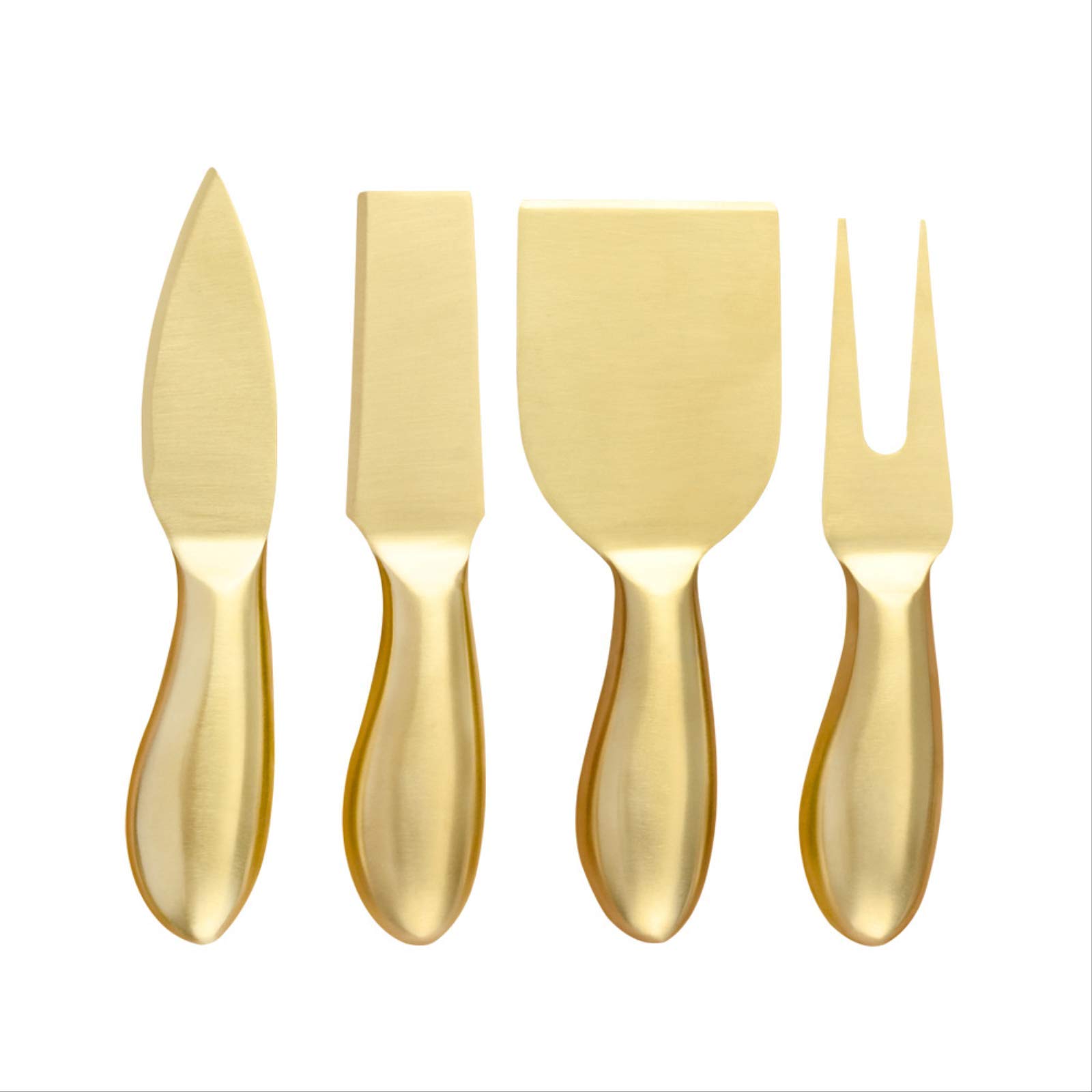 4-Piece Stainless Steel Cheese Knife Set - Cheese Shaver, Spreader, Knives & Fork - Butter Cutter for Cream, Jam, Pizza - Perfect for Charcuterie Boards, Wine Parties & Gourmet Cooking