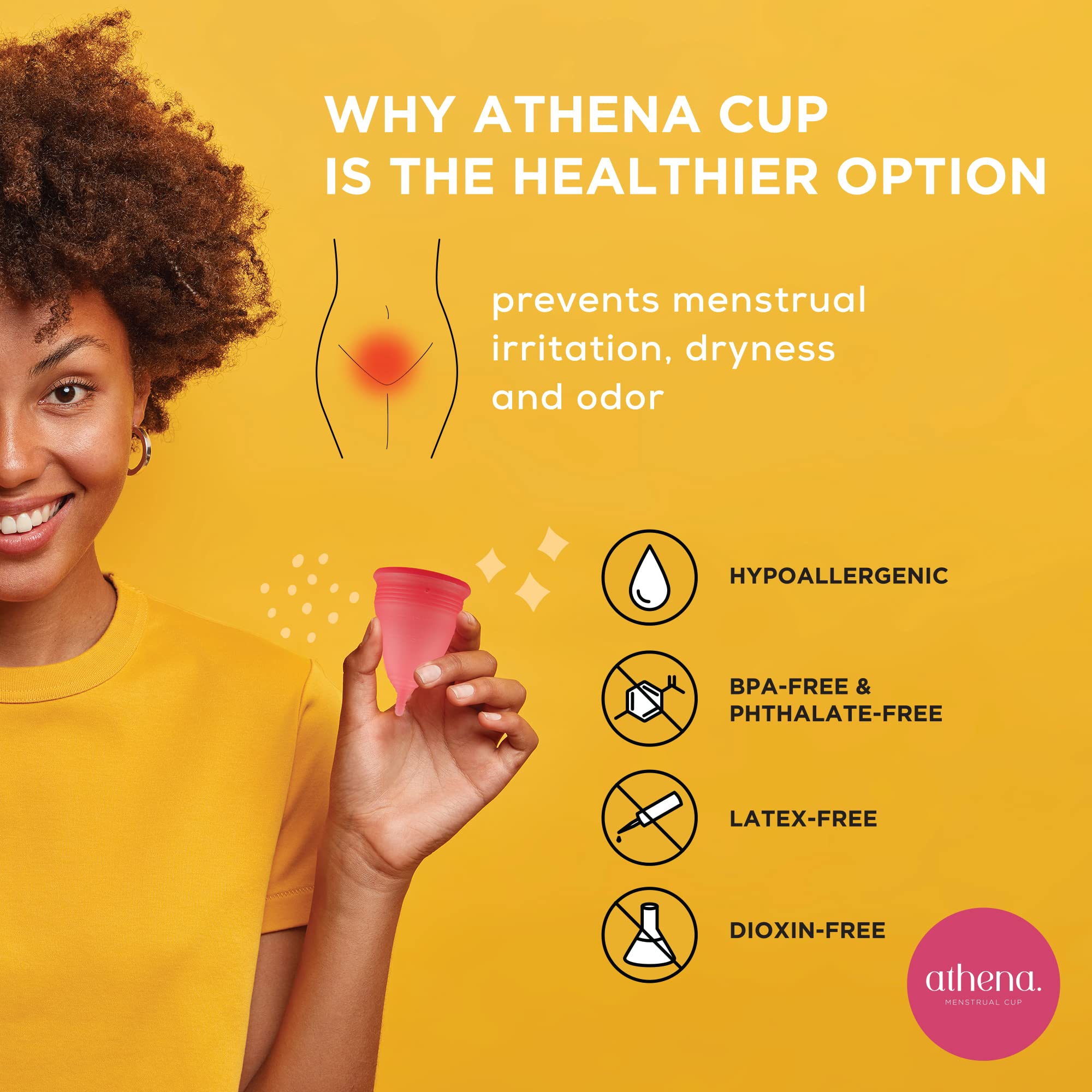 Athena Menstrual Cups - Small Size | Soft Reusable Period Cup for Women | Light to Regular Flow | Leak-Proof Design with Form Fit Rim for Easy Insertion | Perfect for Active Lifestyles, Travel & Eco-Friendly Period Care