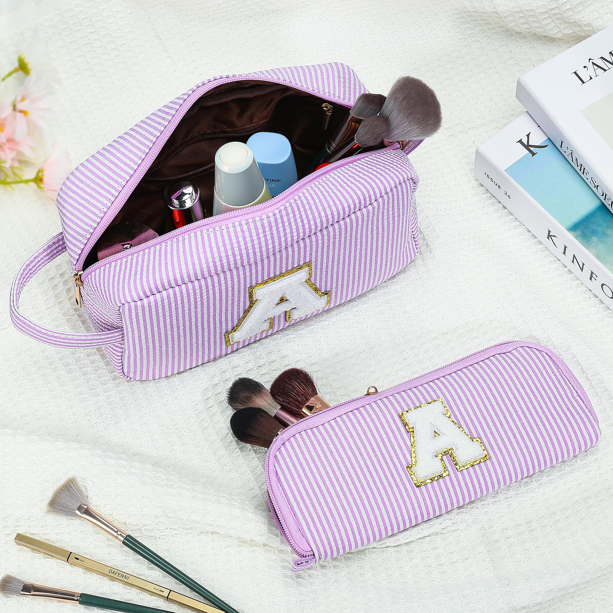 YOOLIFE Personalized Initial Makeup Bag - Easter Gifts for Women, Teen Girls & Kids | Cute Cosmetic Pouch for Mom, Sister, Friend & Daughter | Perfect Birthday, Travel & Daily Use Organizer