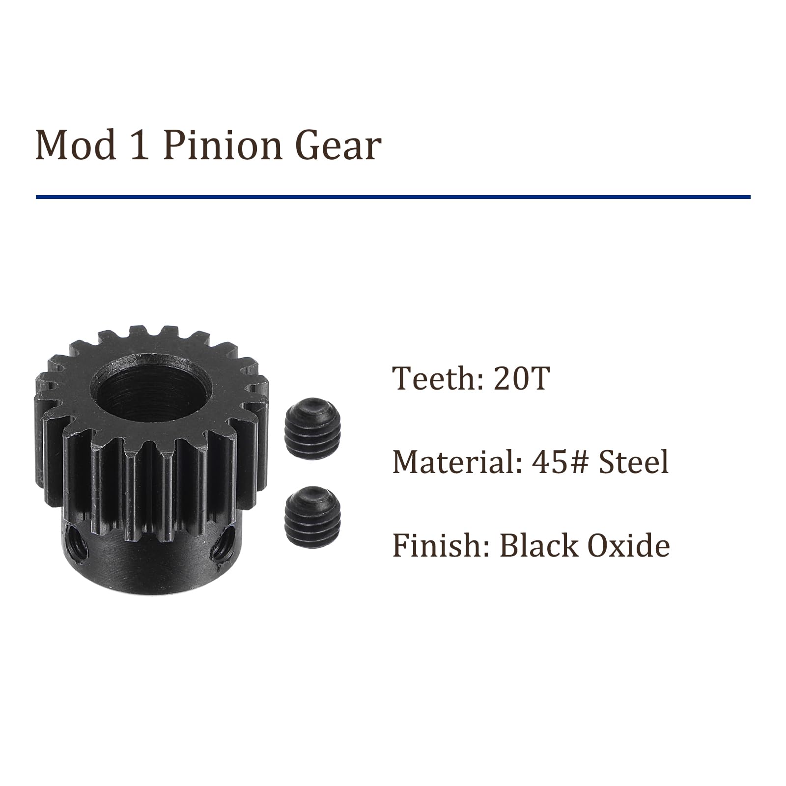 20T Mod 1 Pinion Gear - 10mm Bore x 10mm Height Steel Spur Gear for RC Cars, Gearboxes & Electric Grinders | Durable 45# Steel Construction | Perfect for RC Models, DIY Projects & Power Tools