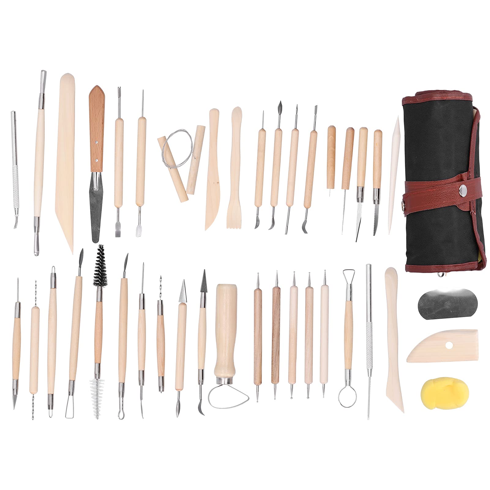 Professional Pottery Clay Sculpting Tools Set - 12-Piece Multifunctional Trimming & Carving Kit with Storage Roll Bag - Perfect for Kids, Students & Beginner Artists - Great for Classroom, Home DIY & Ceramic Studio Projects