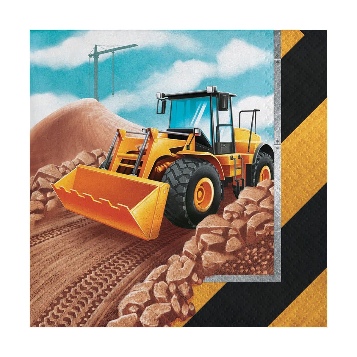Big Dig Construction Themed Beverage Napkins - Pack of 16 - Perfect for Construction Birthday Parties, Baby Showers & Themed Events