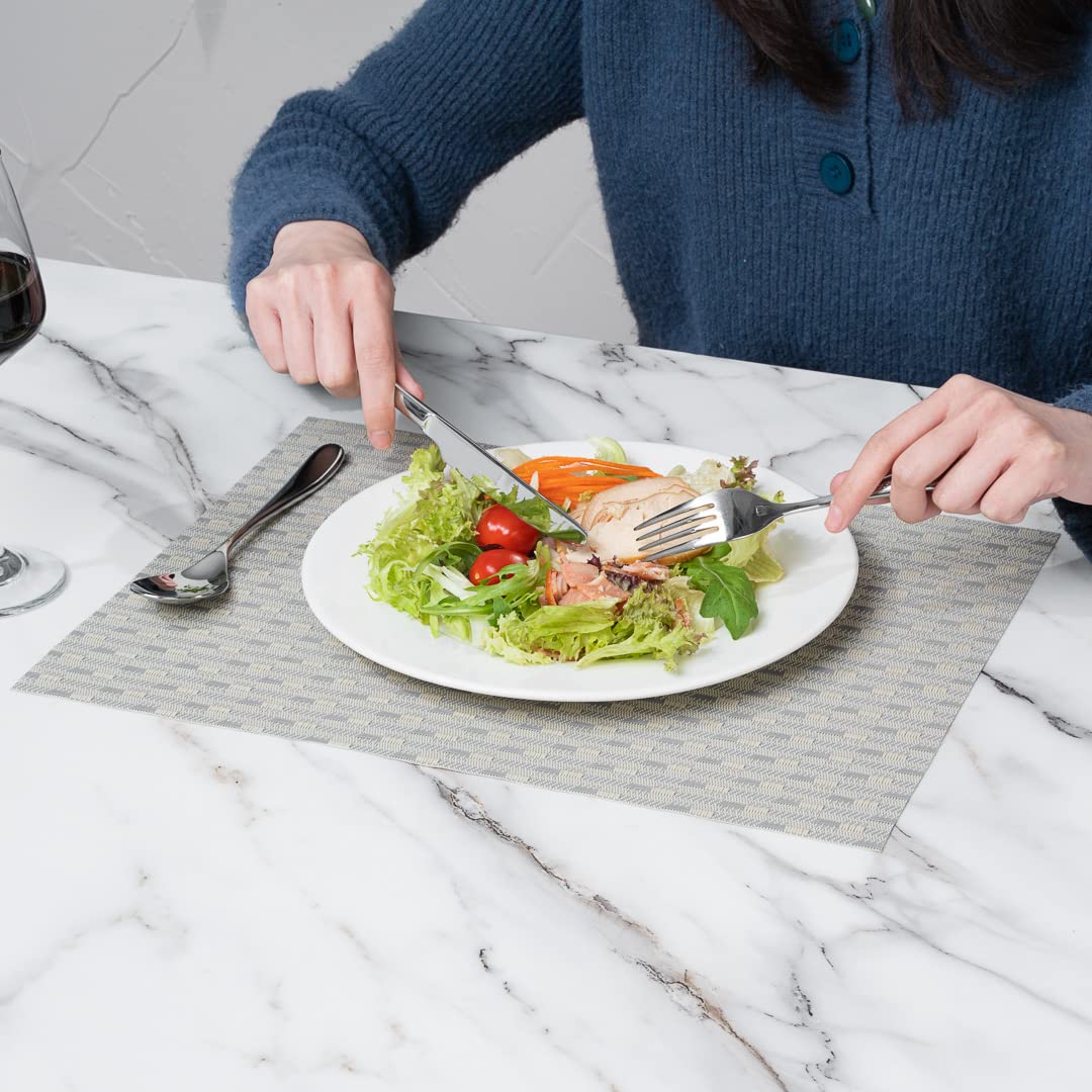 Restaurantware Speculo 16x12 Inch Woven Vinyl Placemats Set of 6 - Stain-Resistant, Easy Clean Rectangle Table Mats for Dining Room, Kitchen, Restaurant & Home Decor | Perfect for Everyday Meals, Dinner Parties & Holiday Gatherings
