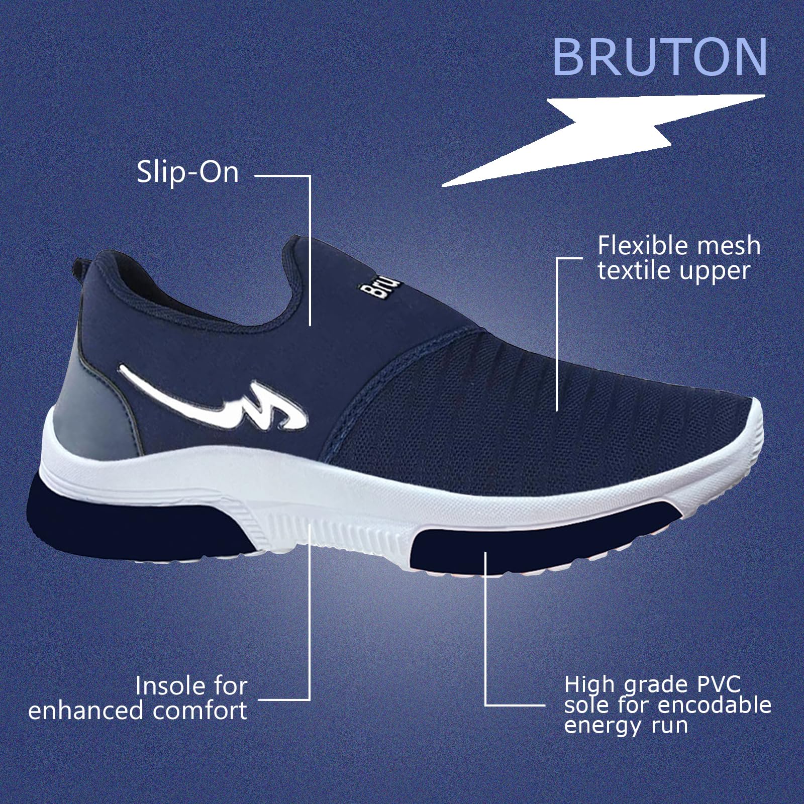 BRUTON Trendy Men's Athletic Shoes - Lightweight Gym & Walking Shoes for Men - Perfect for Workouts, Running, and Casual Wear