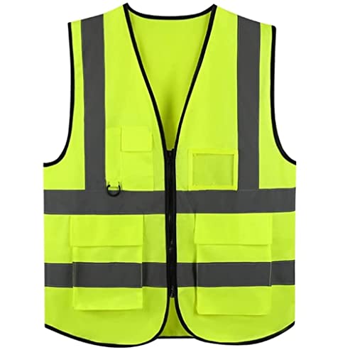 High Visibility Reflective Safety Vest with Pockets & Zipper - ANSI Certified Construction Work Vest for Men & Women - Nighttime Reflective Workwear for Road Workers, Cyclists & Emergency Responders