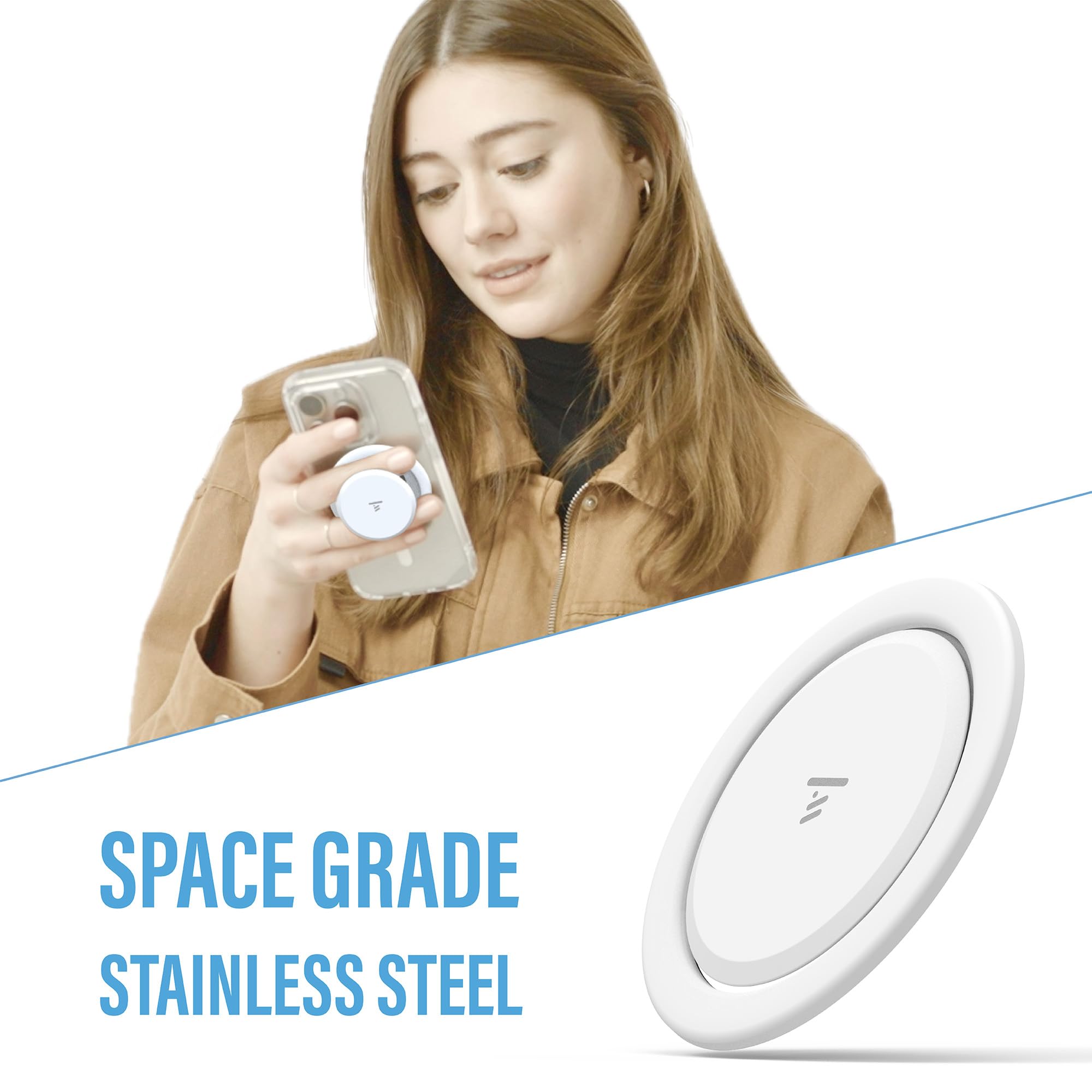Ultra Thin Magnetic Phone Grip - Space-Grade Steel, Pop-Up Stand, Wireless Charging Compatible, Magsafe® for iPhone 12/13/14/15 - Perfect for Hands-Free Viewing, Gaming & Video Calls