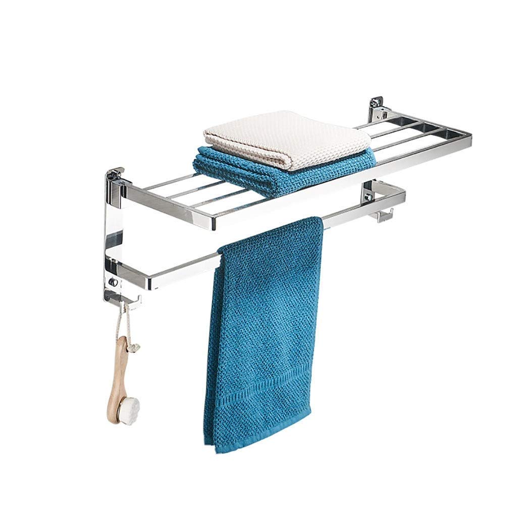 304 Stainless Steel Perforated Towel Shelf & Rack - Double Pendant Folding Bathroom Storage Organizer for Towels, Robes & Toiletries | Space-Saving Solution for Small Bathrooms & Showers