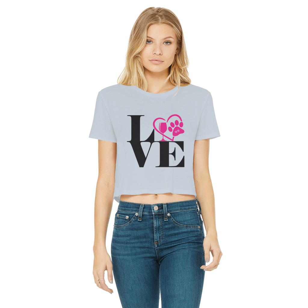 Love Paw 2 Classic Women's Cropped Raw Edge T-Shirt | Vintage-Inspired Graphic Tee for Casual Outfits & Date Nights | WineyBitches.Co