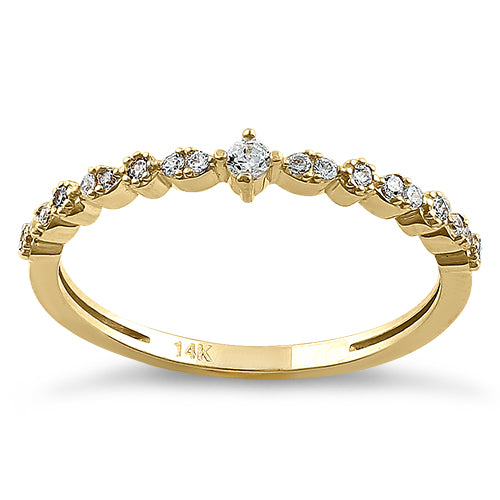 14K Solid Yellow Gold Round CZ Ring - Elegant & Durable Cubic Zirconia Jewelry for Women, Perfect for Engagement, Wedding, Anniversary & Everyday Wear