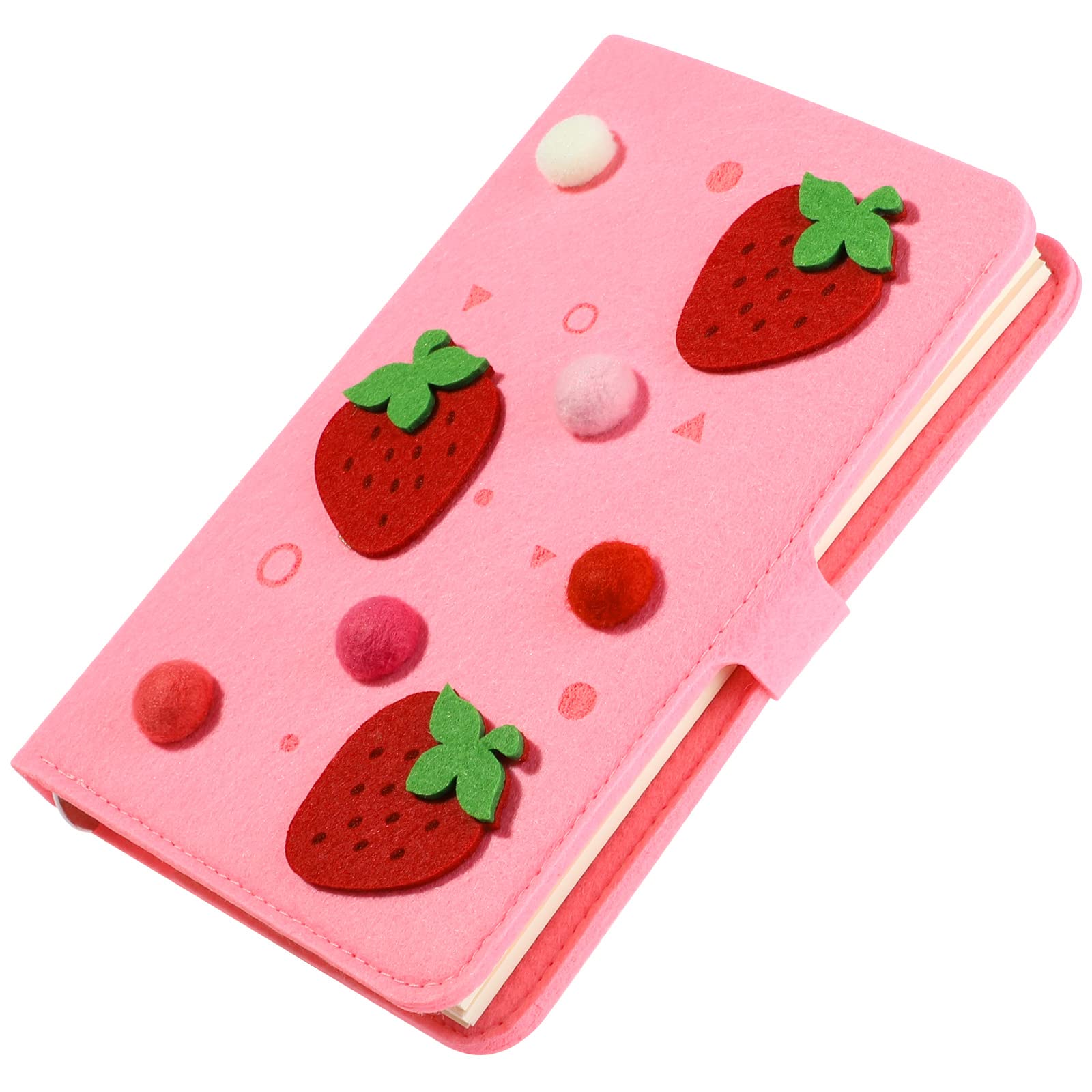 NEW Cute Strawberry A6 6-Ring Binder Notebook Cover with 80 Refill Papers - Soft Felt Refillable Planner Cover with Snap Button for Budget Diary, Journal & Organizer | Perfect for School, Office & Daily Planning