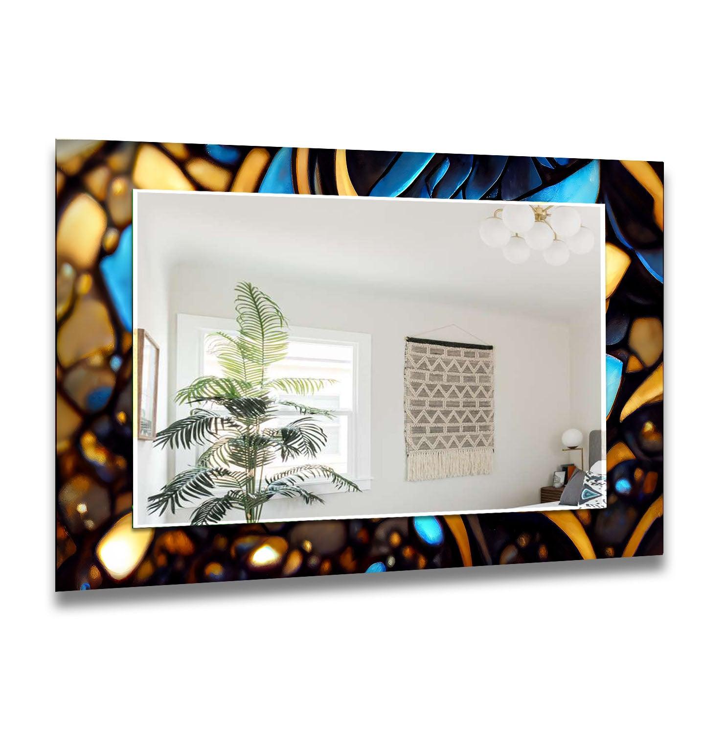 Elegant Black & Gold Stained Wall Mirror - Vintage Style Decorative Mirror for Living Room, Bedroom, or Entryway - Perfect for Home Decor & Interior Design