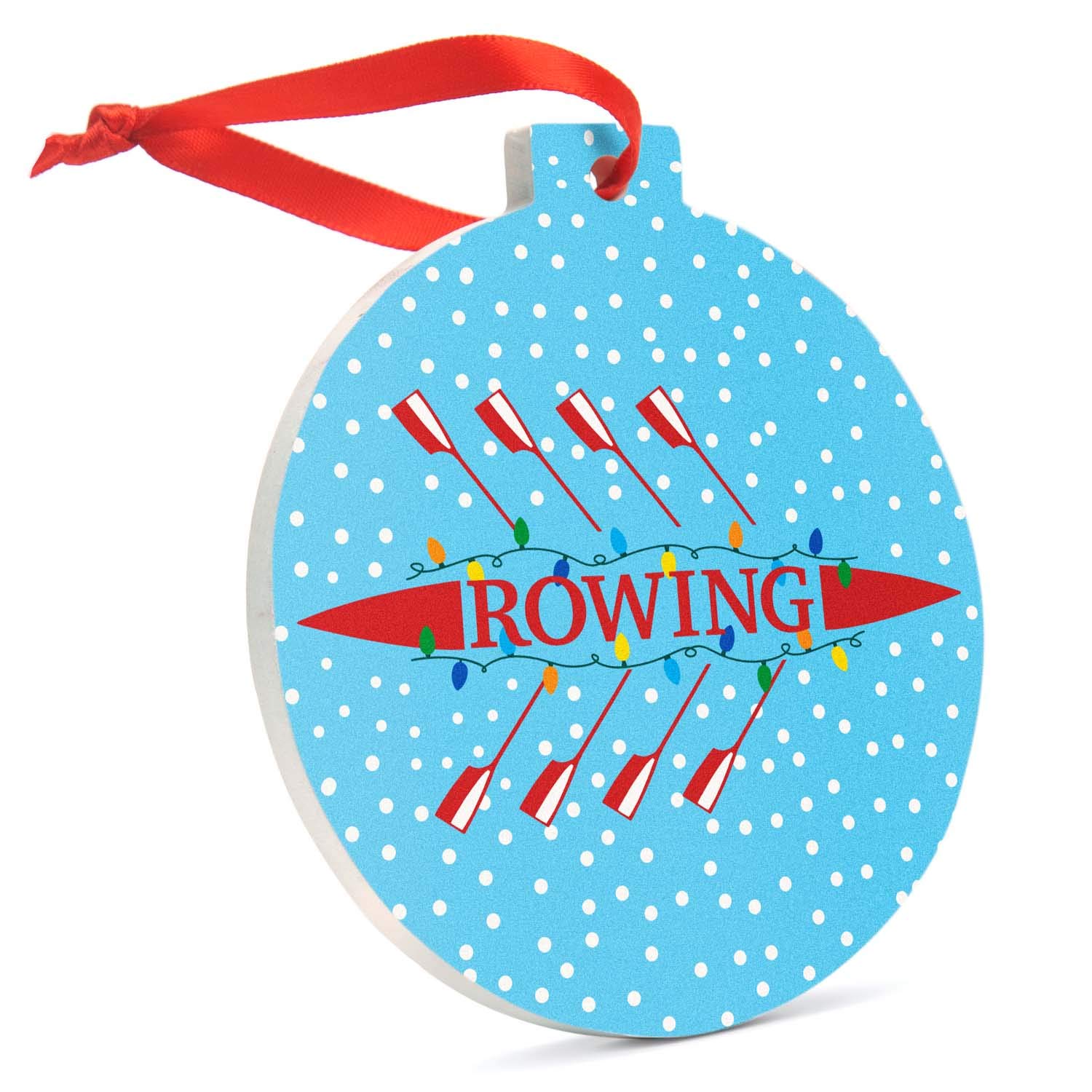 ChalkTalkSPORTS Ceramic Christmas Ornament - Holiday Crew Boat with Lights - Perfect for Tree Decor, Gifts & Festive Home Décor