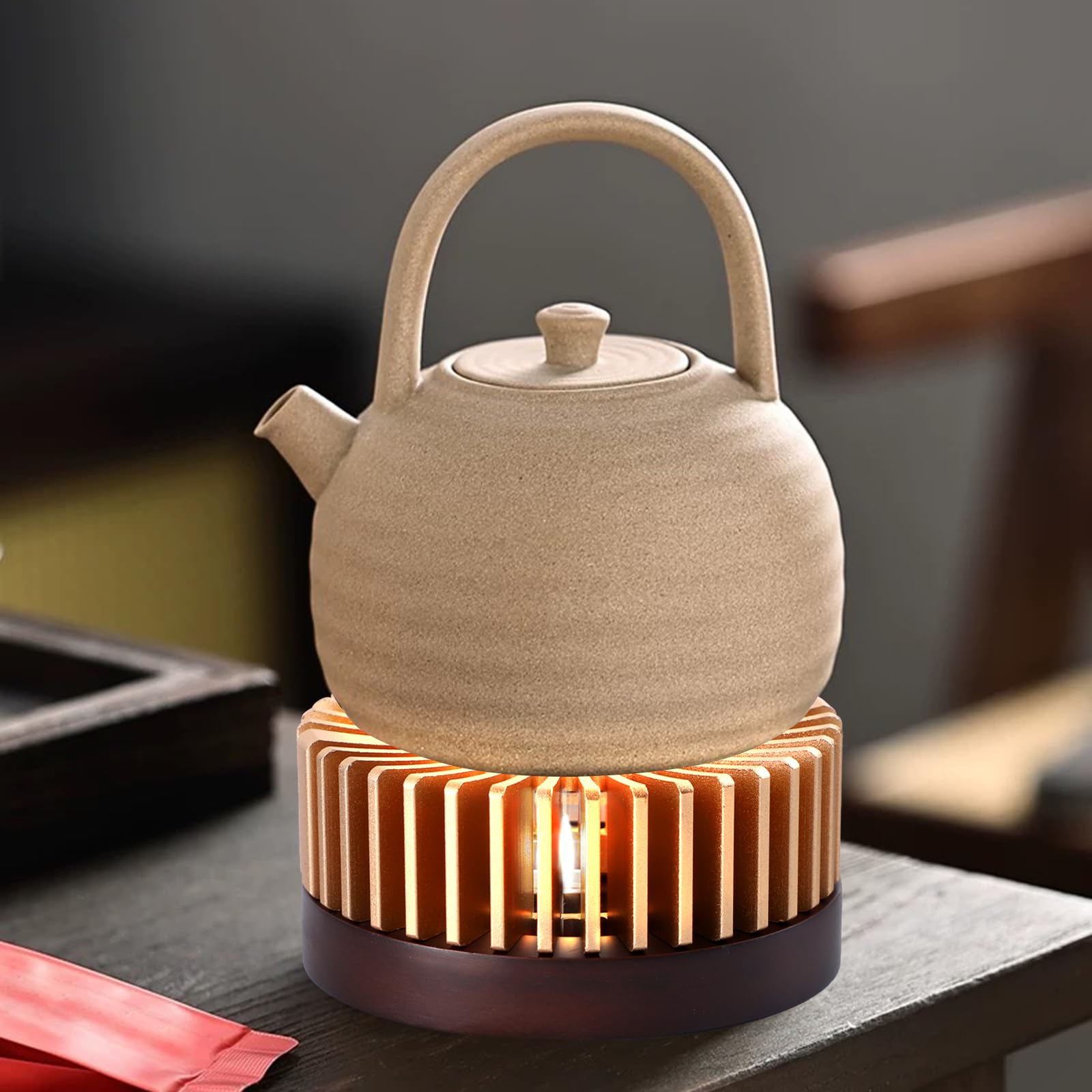 Portable Aluminum Teapot Warmer & Candle Holder - Tea, Coffee & Milk Heater for Camping, Travel, Home & Office Use - Ideal for Tea Lovers & Outdoor Enthusiasts