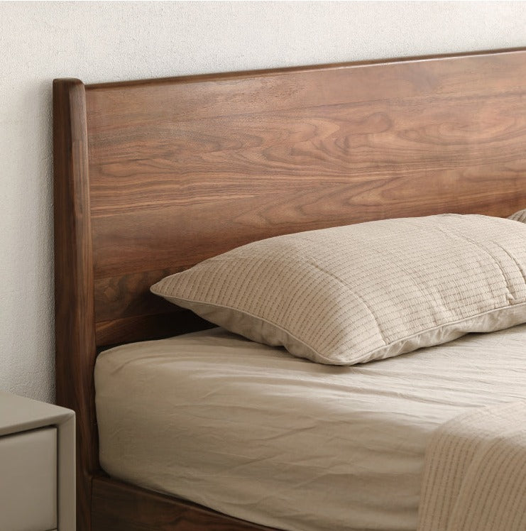 Solid Black Walnut Wood Bed Frame - Queen Size, Natural Wood Grain, Sturdy Platform Bed - Perfect for Modern, Farmhouse & Rustic Bedroom Decor