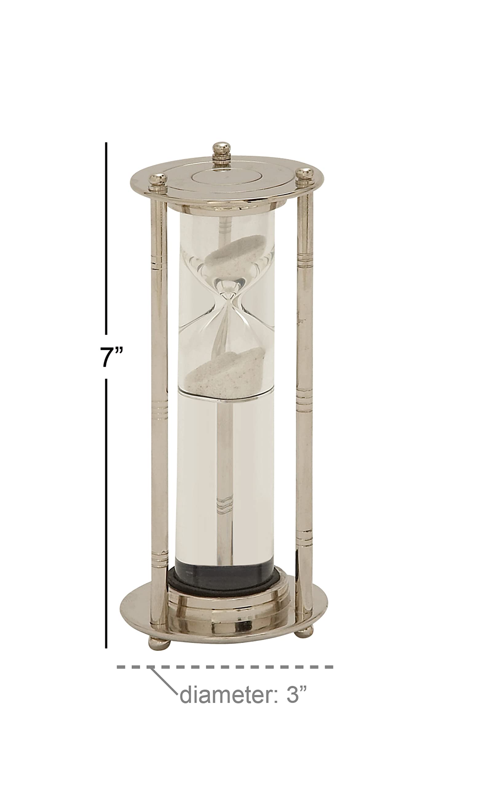 Deco 79 24529 Modern Aluminum & Glass Floating Sand Timer - Hourglass for Home Office Decor, Meditation, Yoga, and Kitchen Timer