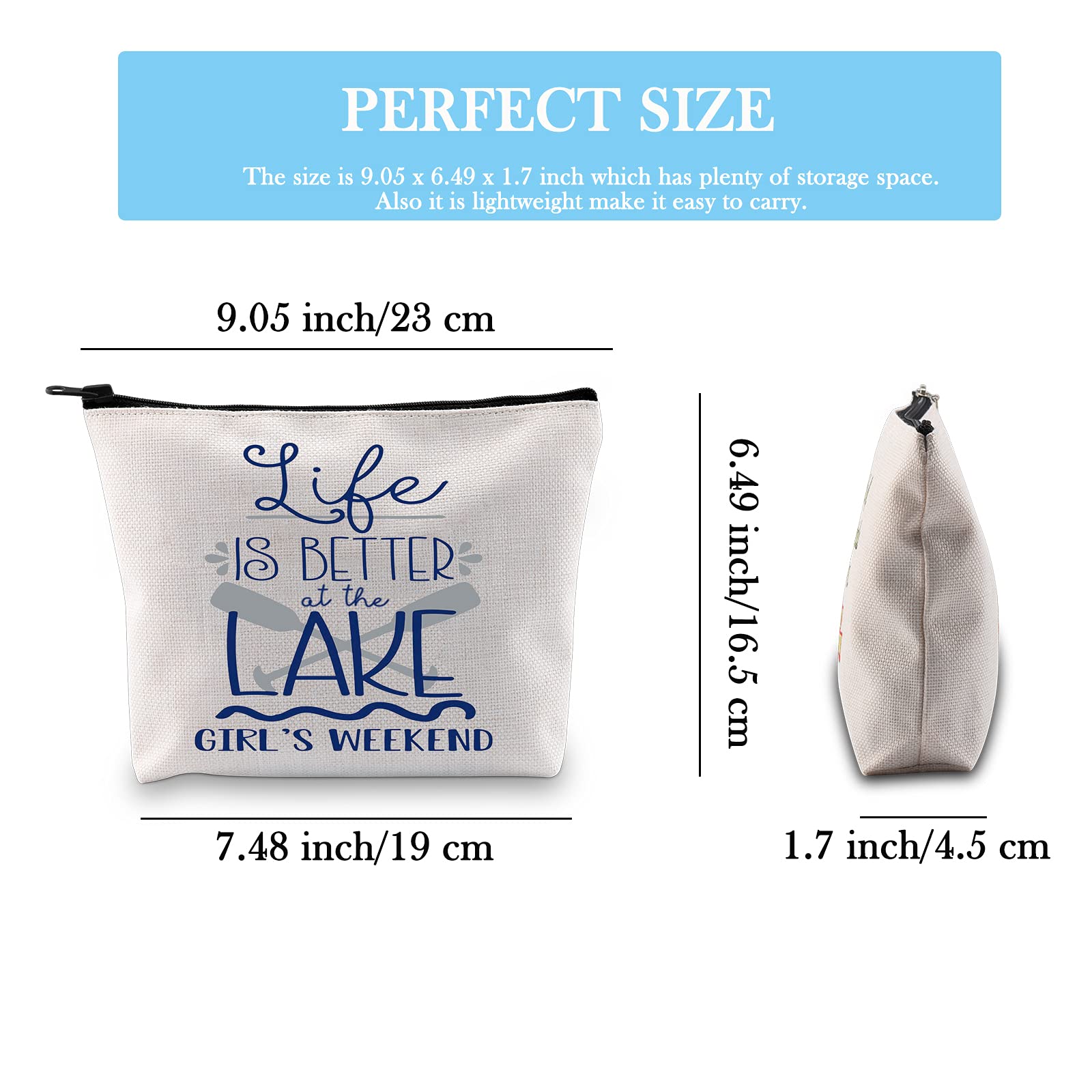 GJTIM Lake-Themed Makeup Bag - Perfect Weekend Getaway & Bachelorette Party Gift (Life Is Better At The Lake) - Ideal for Travel, Cosmetics Storage & Girls' Trips