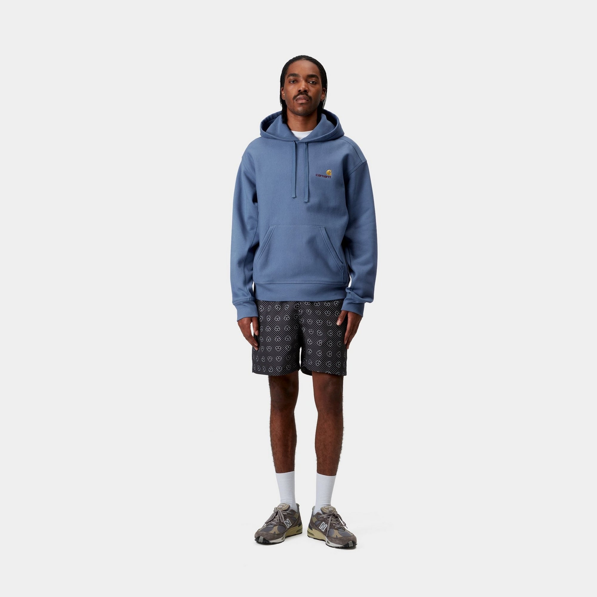 American Script Hooded Sweatshirt - Blue Iris | Cozy Pullover for Casual Wear, Street Style & Loungewear
