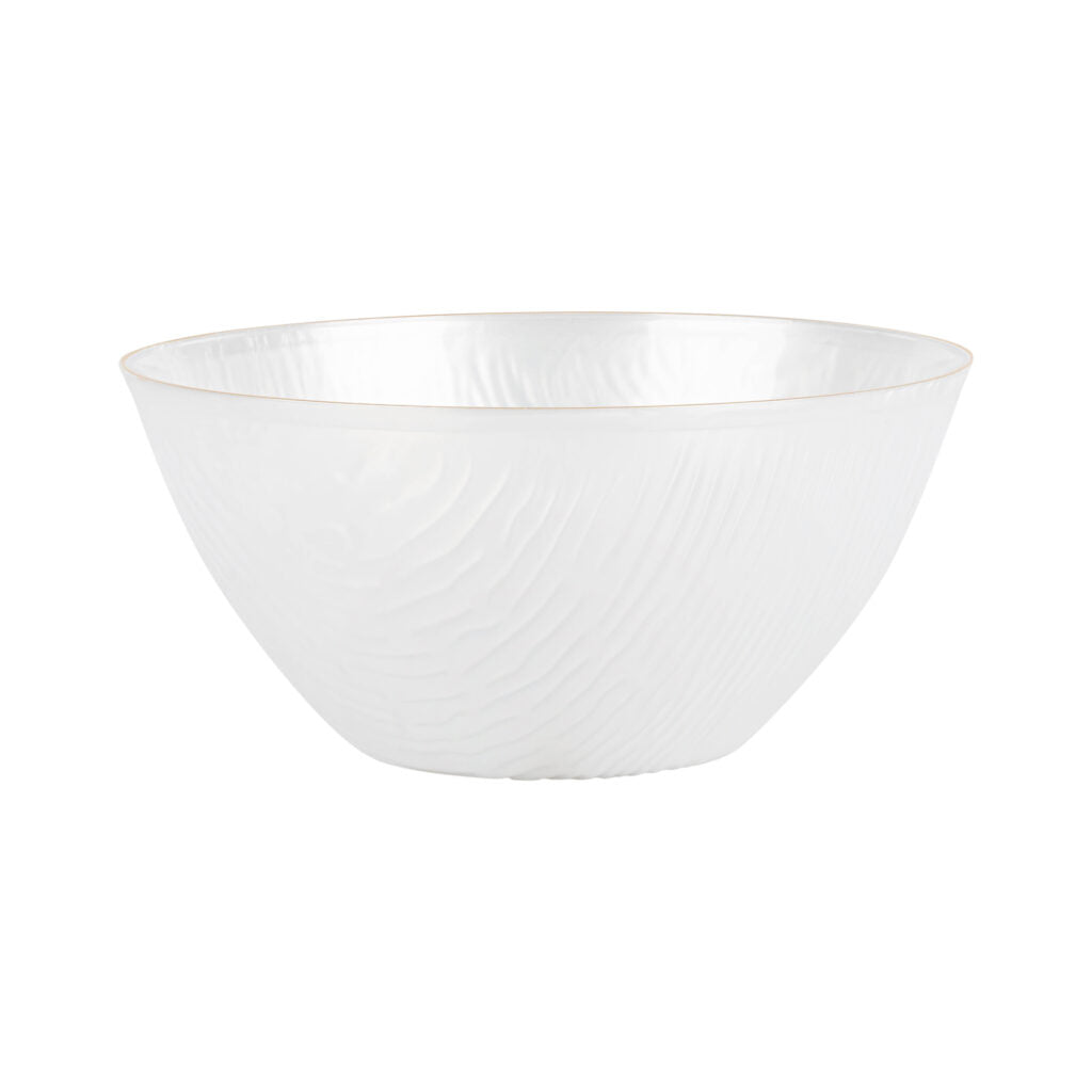 16 oz. Pearl and Gold Rim Round Soup Bowls - Set of 10, Elegant Dinnerware for Soup, Salad, Pasta - Perfect for Restaurants, Catering, and Home Dining