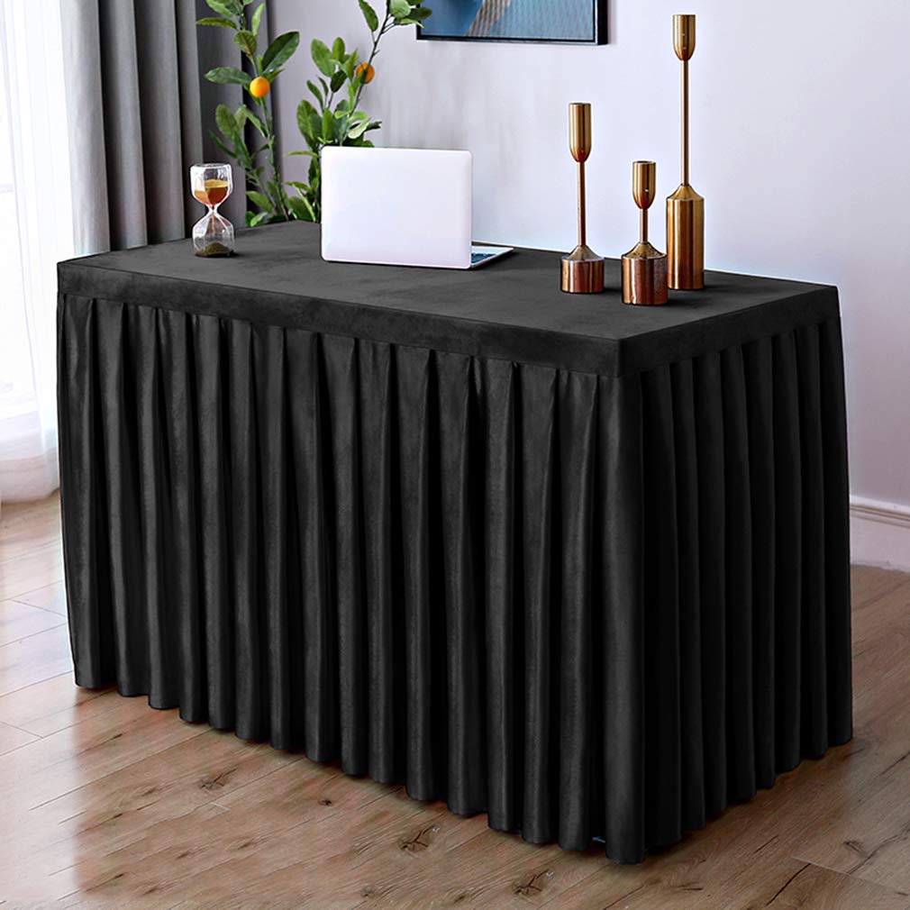 Velvet Rectangle Conference Table Cover Protector - Stain Resistant & Washable Tablecloth with Skirt for Office Meetings, Business Events & Exhibitions | Perfect for Professional Presentations & Corporate Gatherings