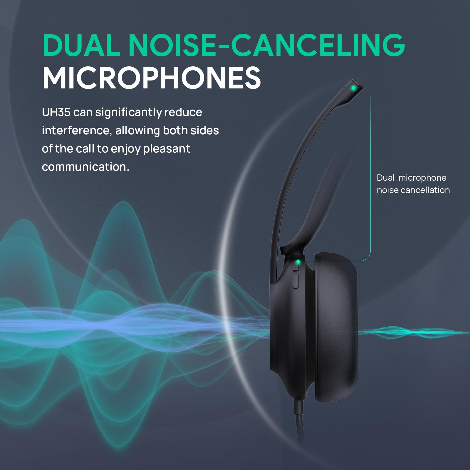 Yealink UH35 Professional USB Headset with Noise Cancelling Microphone - Mono Wired Headset for Calls & Music, Lightweight Comfort Design, Teams Certified - Perfect for Remote Work, Online Meetings & Customer Support