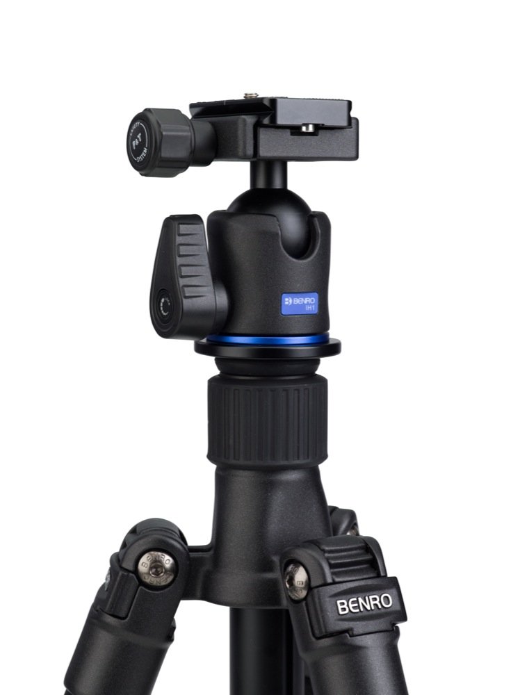 Benro FVY28AIH1 Velocity AL Series 2 Tripod Kit - 4 Section Aluminum Tripod with Twist Lock & IH1 Ball Head (Black) - Perfect for Travel, Photography & Videography