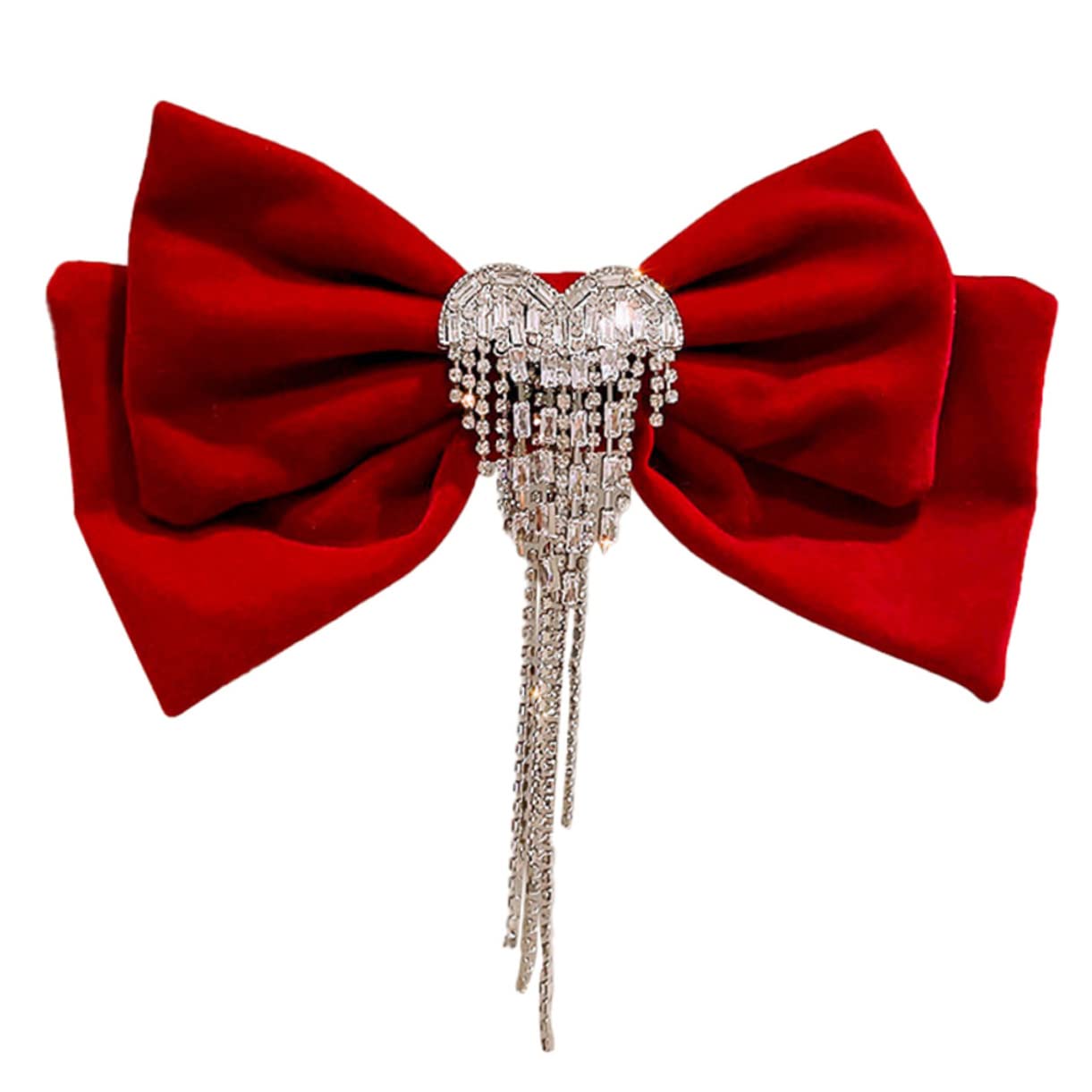 FOMIYES Rhinestone Tassel Hair Clip for Women - Elegant Red Bow Hair Accessories with Sparkling Crystals | Perfect for Parties, Weddings, Prom & Everyday Style