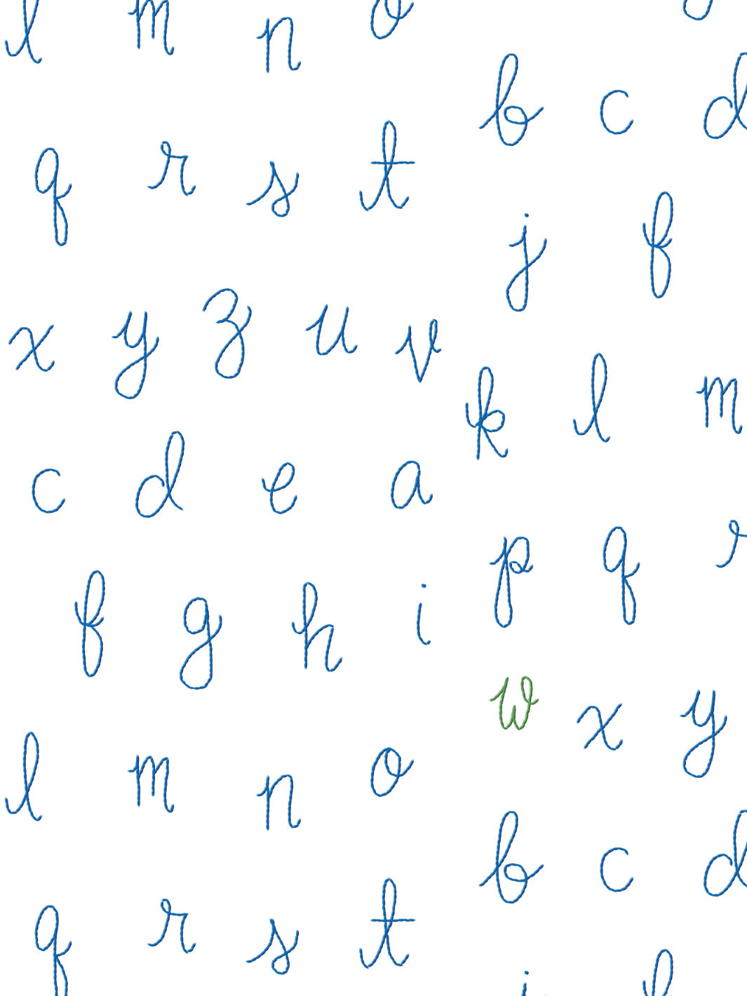 LF Alphabet Wallpaper by Lingua Franca - Lapis with Green Accent Letters | Modern Nursery Decor, Kids Room Wallpaper, Playroom Design