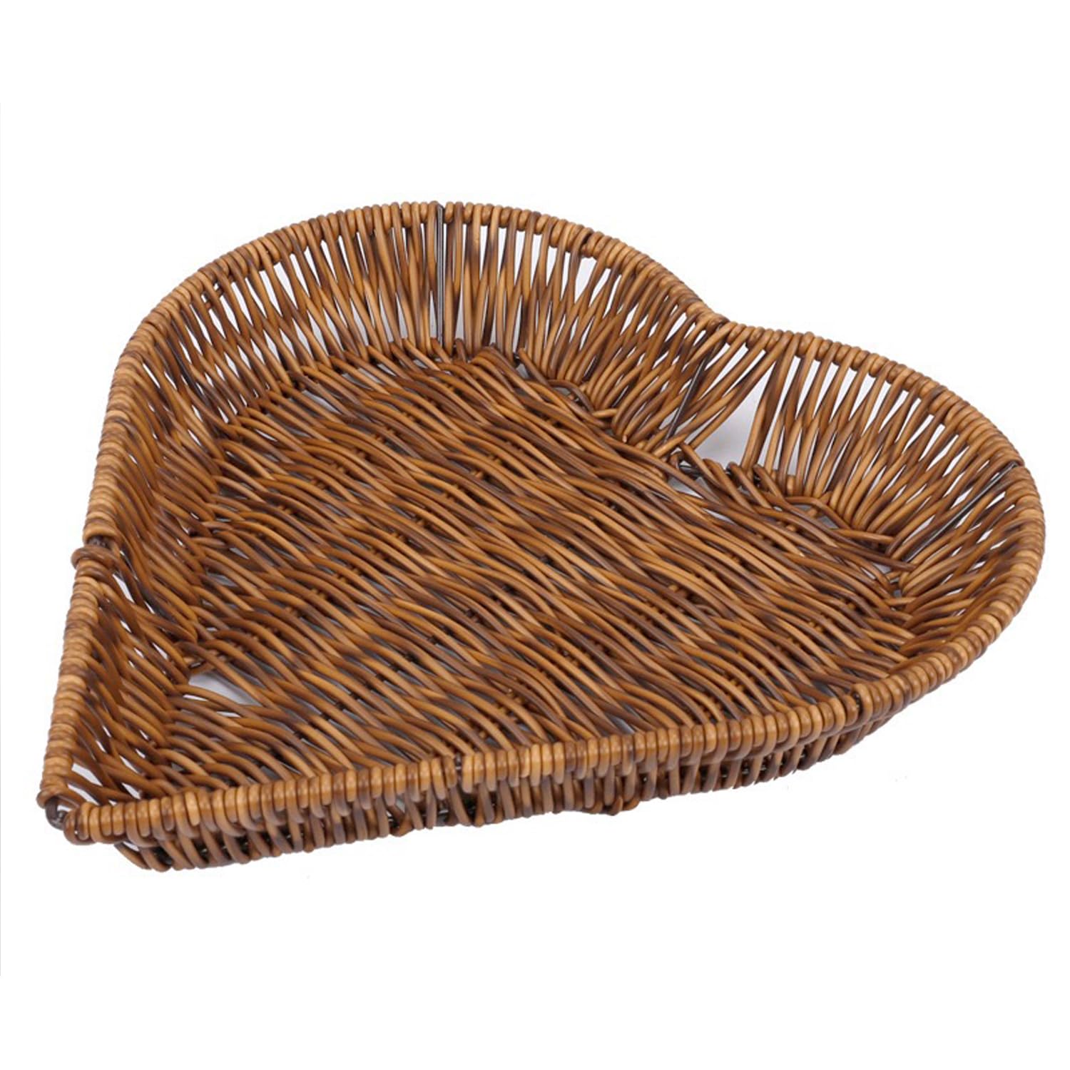 Heart-Shaped Woven Storage Basket - Decorative Rattan Fruit & Bread Holder for Kitchen, Bathroom, Dining Table - Perfect for Organizing Snacks, Towels, and Home Decor
