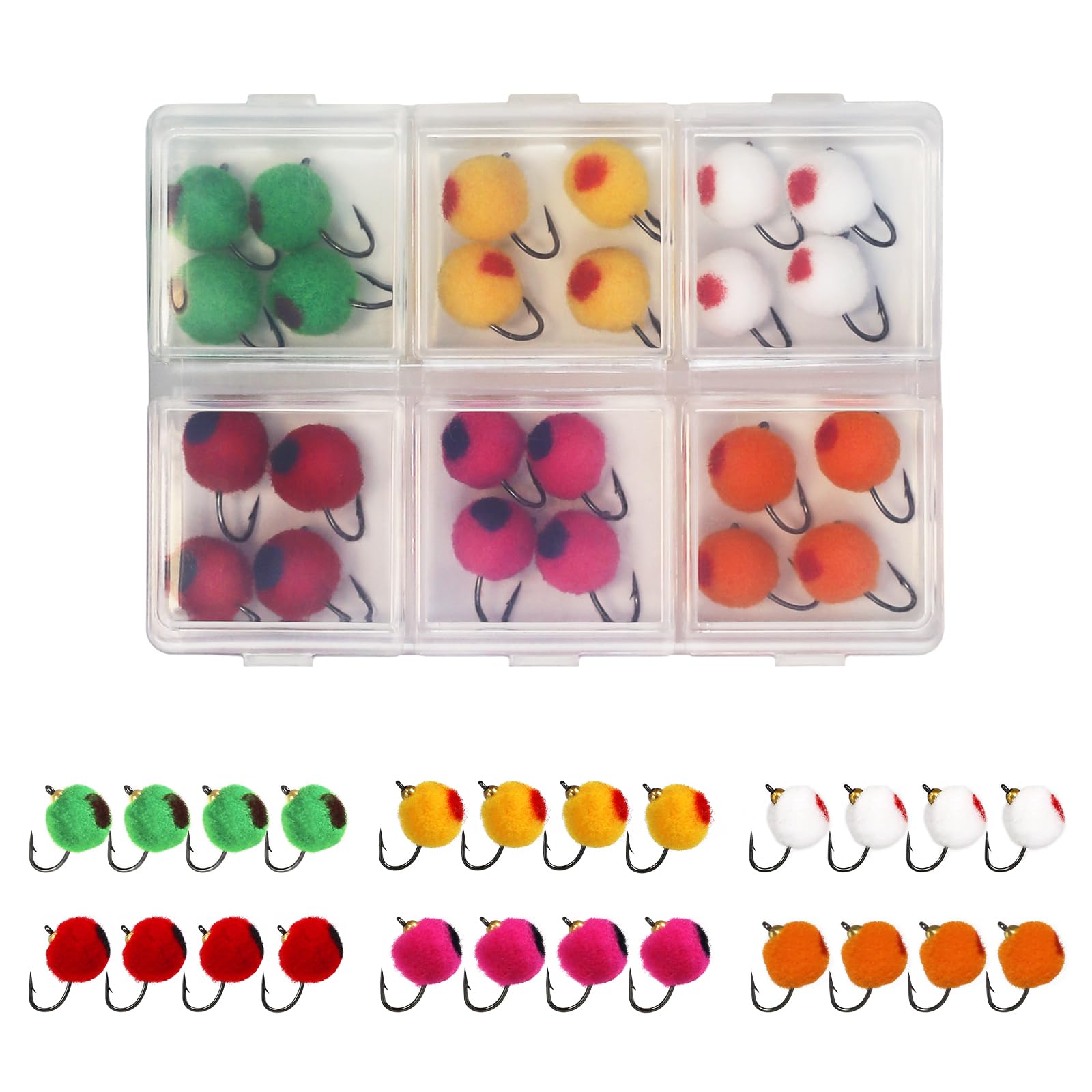 24pcs Fly Fishing Flies Kit with Brass Beadhead & Glo Bug Egg - Floating Fly Lures for Salmon, Steelhead, Trout - Perfect for Freshwater Fishing & Fly Tying Accessories