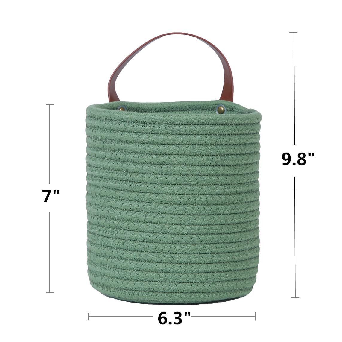 2-Pack Small Hanging Basket with Handle - Cotton Rope Wall Storage Baskets for Home Organization, 6.3