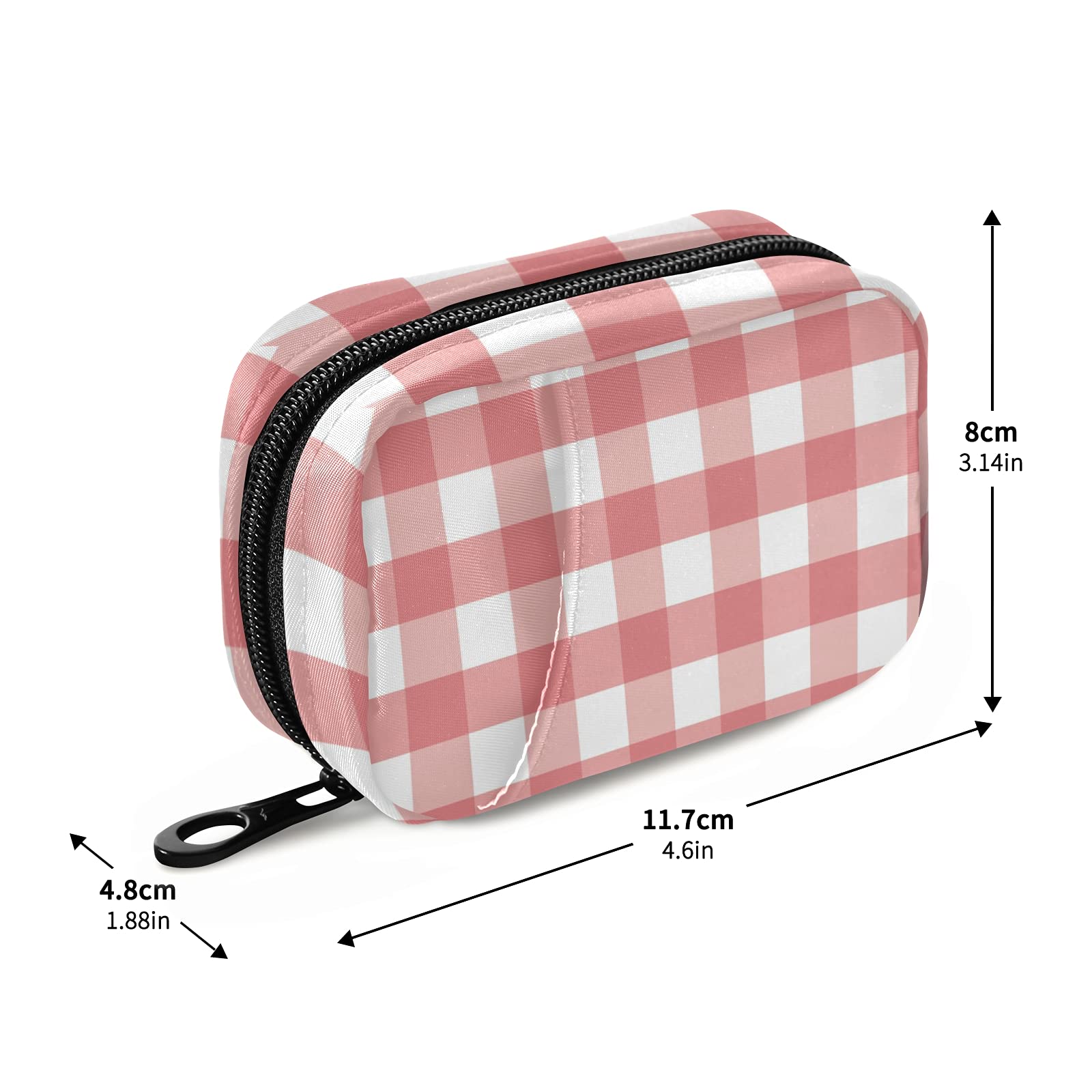 Cute Pink Plaid Pill Organizer Box - Portable Medicine Case for Purse, Travel & Daily Use - Compact Pill Box for Vitamins, Supplements & Medication Storage