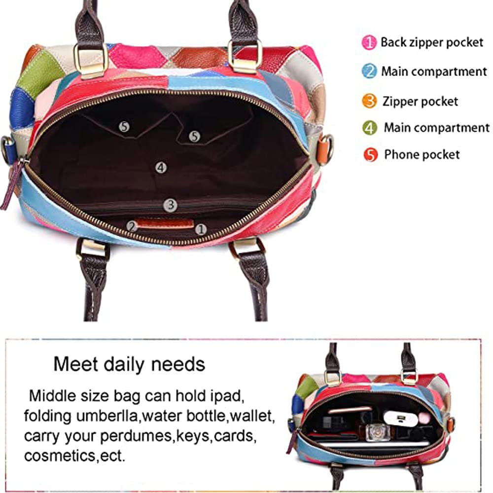 Genuine Leather Dome Satchel Bag for Women - Top Handle Medium Tote Purse with Crossbody Shoulder Strap | Perfect for Work, Travel & Everyday Use