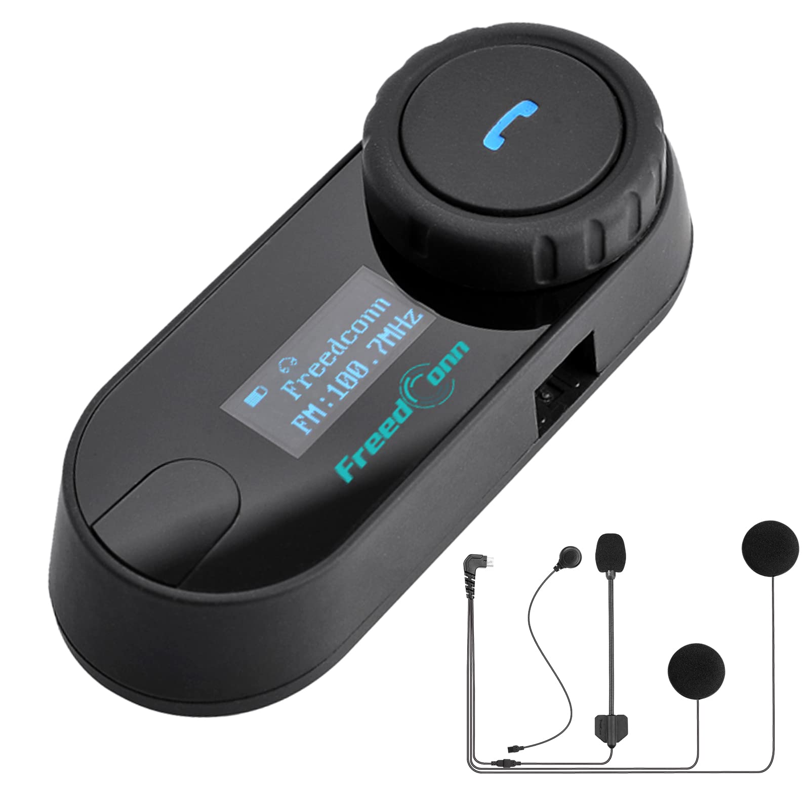 FreedConn Motorcycle Bluetooth Headset - TCOM SC Helmet Intercom with LCD Display, 3-Way Rider Communication System, 800M Range, Universal Fit for All Helmets | Music Sharing, FM Radio, Hard & Soft Mic | Perfect for Group Riding, Touring & Daily Commutes
