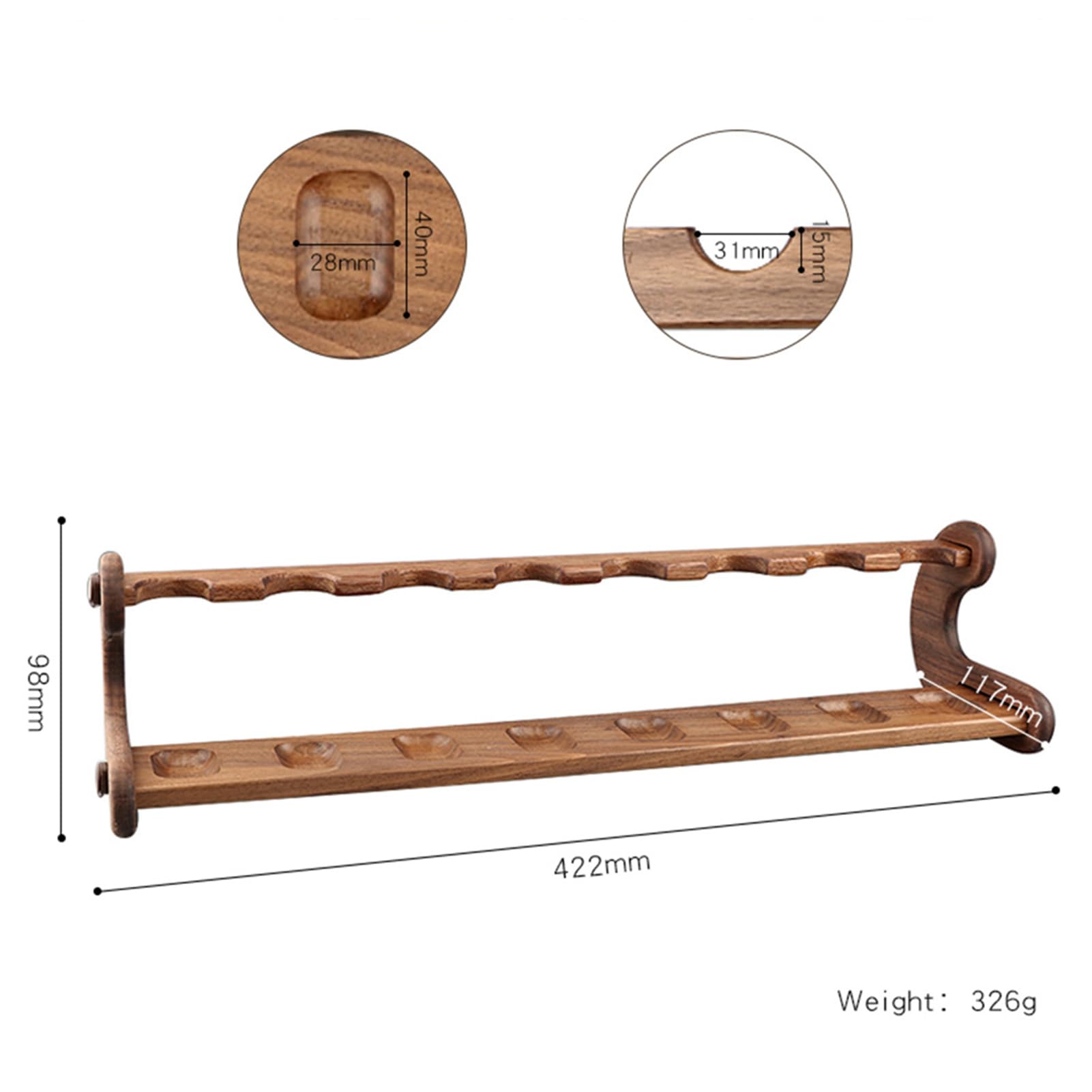 Handmade Wooden Pipe Stand Holder for 8 Smoking Pipes - Creative Cigarette Case Display (42 x 9.8 cm) - Perfect for Tobacco Pipe Collectors & Smoking Lounges