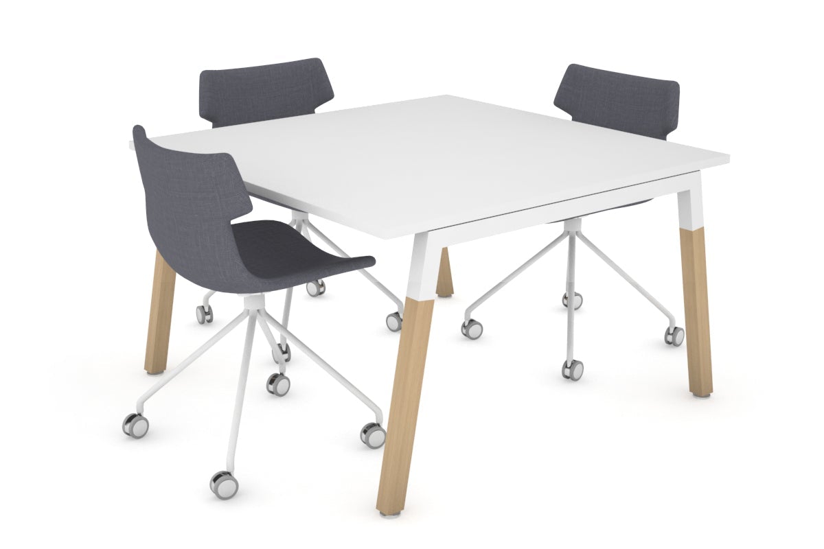 Modern Boardroom Table with Quadro A Legs & Wood Cross Beam - 1200L x 1200W - Perfect for Executive Offices, Conference Rooms & Corporate Meetings