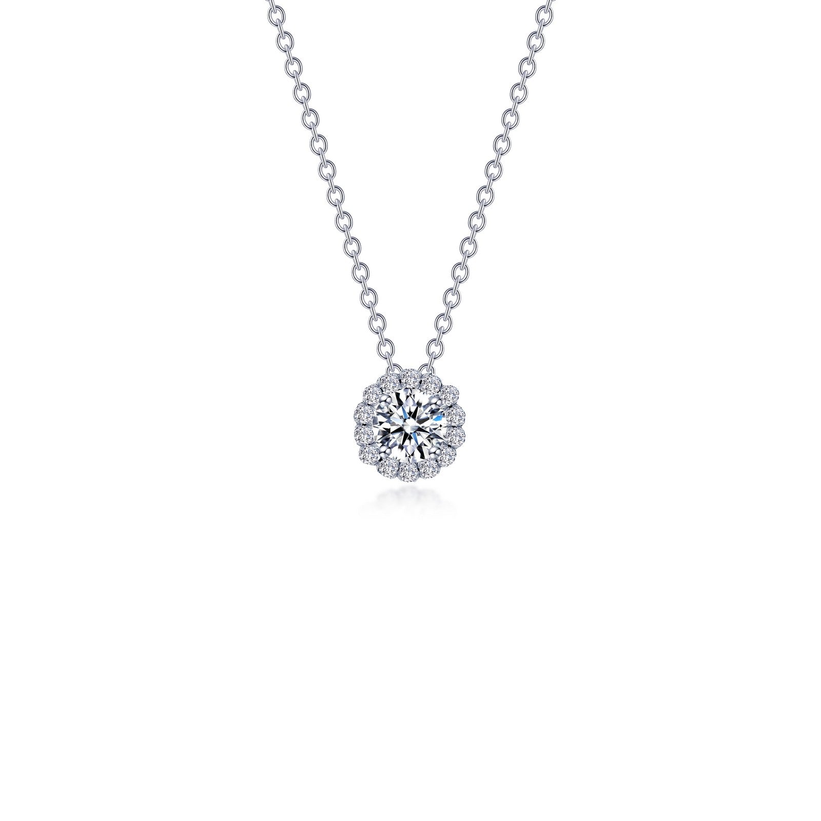 1.05 CTW Round Halo Diamond Necklace for Women - 14K White Gold Bridal Jewelry Gift for Anniversary, Engagement & Special Occasions