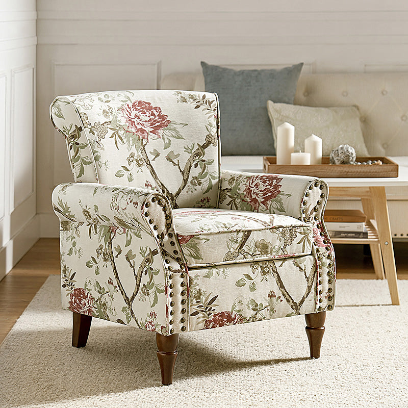 Artemisa Modern Floral Pattern Upholstered Armchair - Comfortable Living Room Accent Chair for Home Office & Lounge Decor