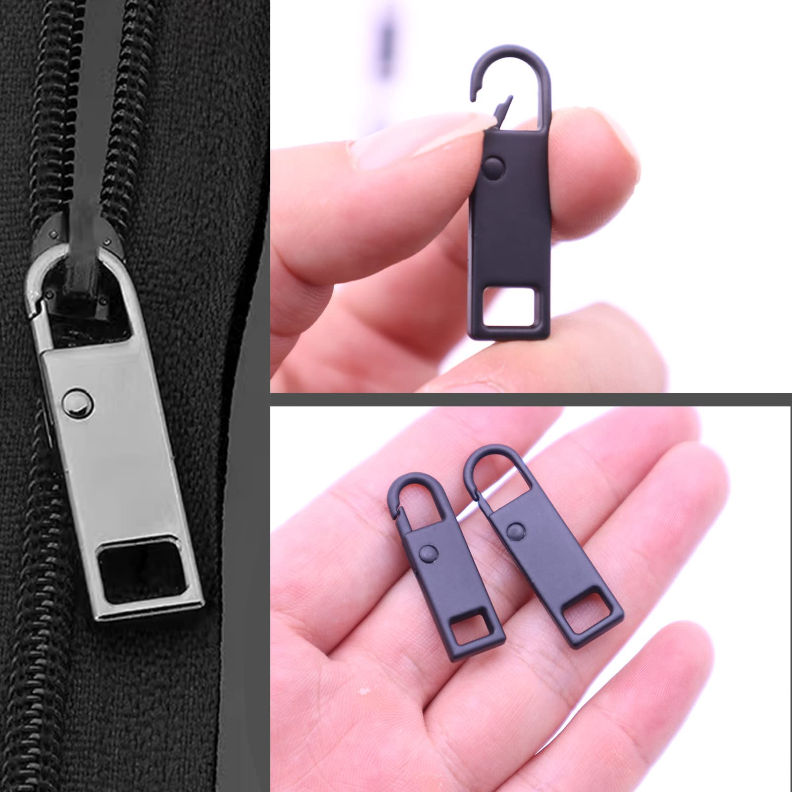 Upgraded Zipper Pull Replacement - 8 Pcs Detachable Zipper Pull Tabs for Luggage, Clothing, Jackets, Backpacks, Boots, Purses & Coats (4 Colors: Black, Silver, Gold, Brilliant Black) | Durable & Easy to Install for Everyday Use