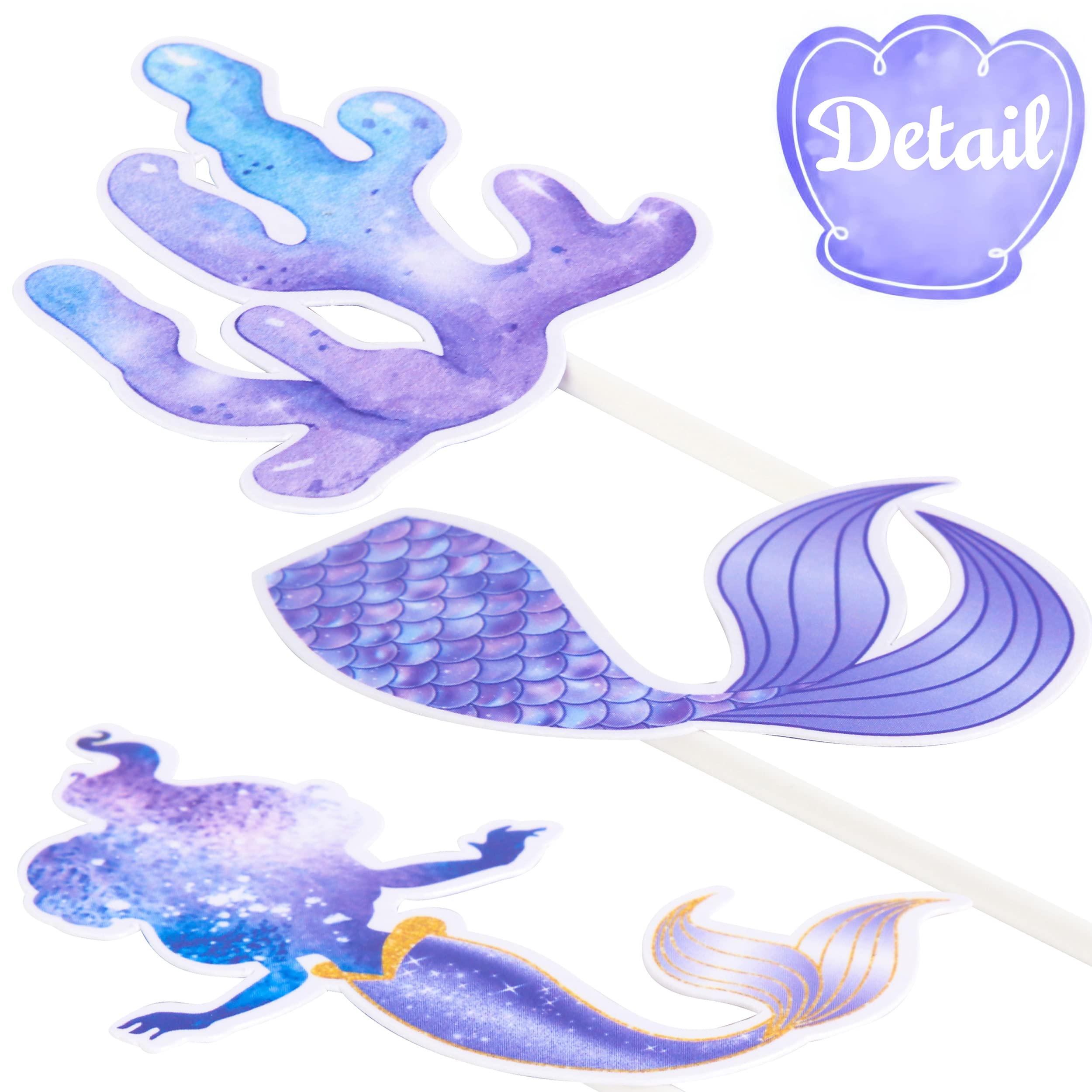 24pcs Mermaid Cupcake Toppers - Under The Sea Party Decorations for Birthday, Baby Shower & Mermaid Theme Events - Perfect for Cake Decorating, Dessert Displays & Ocean-Themed Celebrations