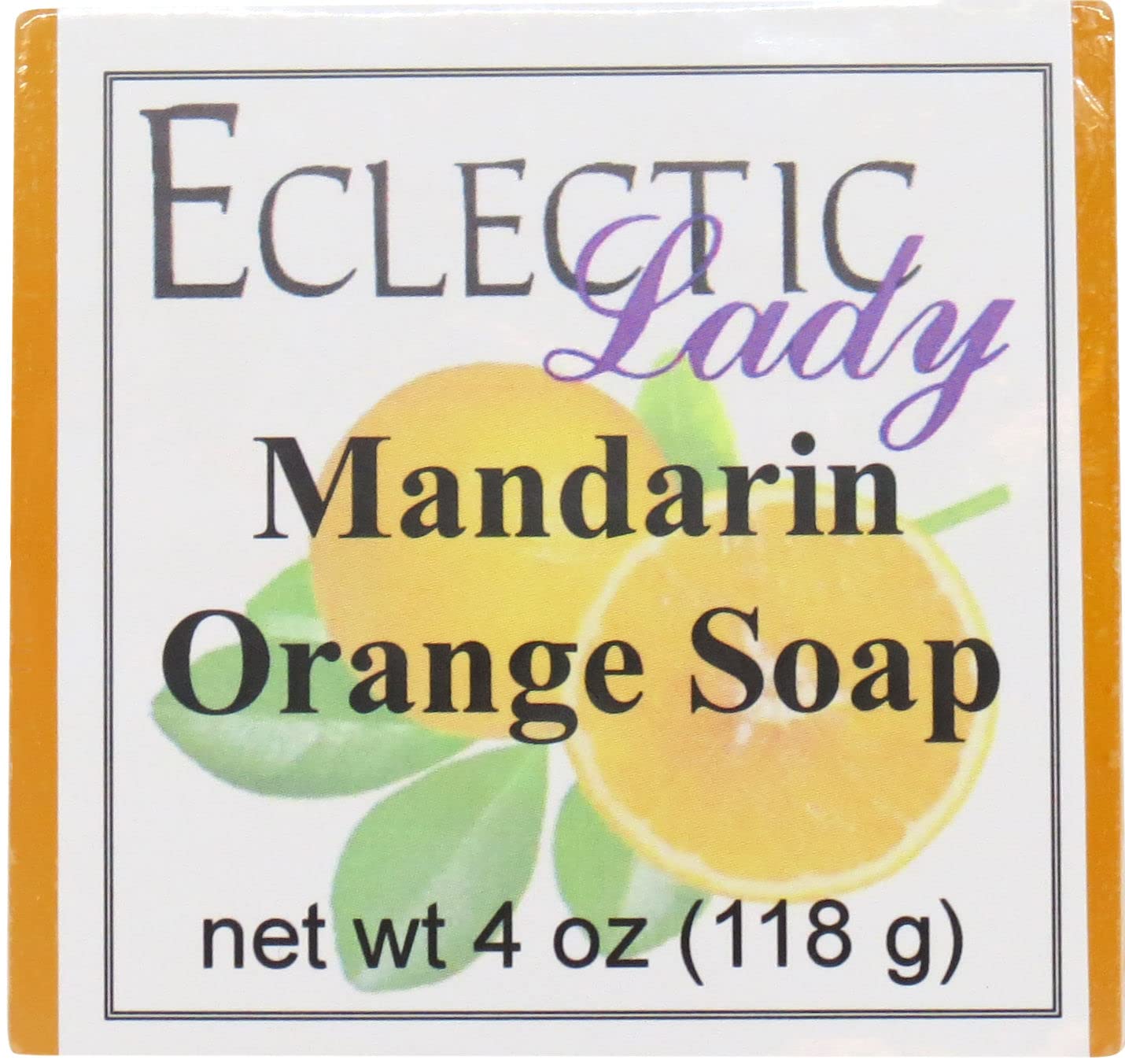 Eclectic Lady Mandarin Orange Glycerin Soap - 4 oz Moisturizing Bar for Dry Skin | Natural Handmade Soap for Bath, Shower & Gift Giving