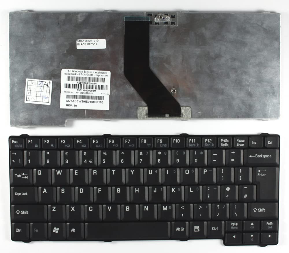 Black UK Layout Replacement Laptop Keyboard for Toshiba Satellite L20-135 - Perfect for Typing, Gaming & Office Work