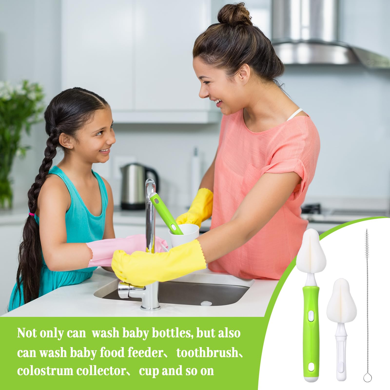 22-Piece Baby Bottle Cleaning Kit - 12 Sponge Brush Heads, 6 Interchangeable Nipple Brush Handles & 4 Long Straw Brushes | Durable Bottle & Nipple Cleaner Set for Newborns & Infants | Perfect for Breast Pump Parts, Sippy Cups & Baby Feeding Accessories