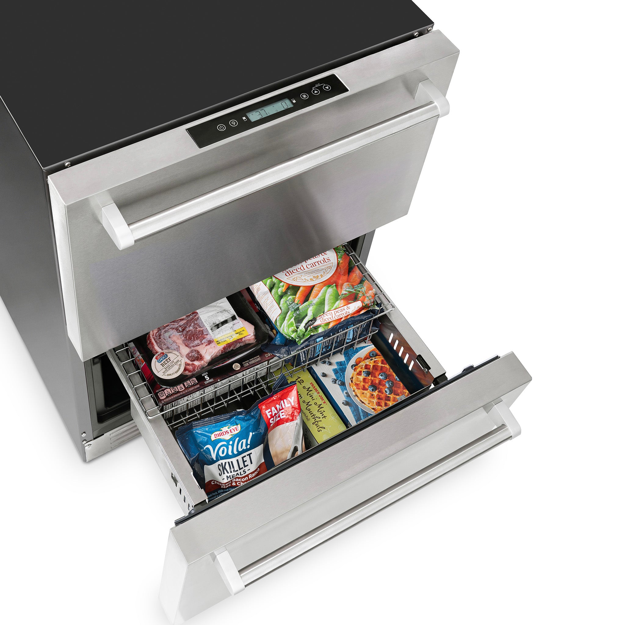 Newair® 24 Inch Undercounter Dual Zone Freezer & Refrigerator - Compact Stainless Steel Appliance for Kitchen, Bar, or Garage - Perfect for Storing Food, Drinks, and Frozen Goods