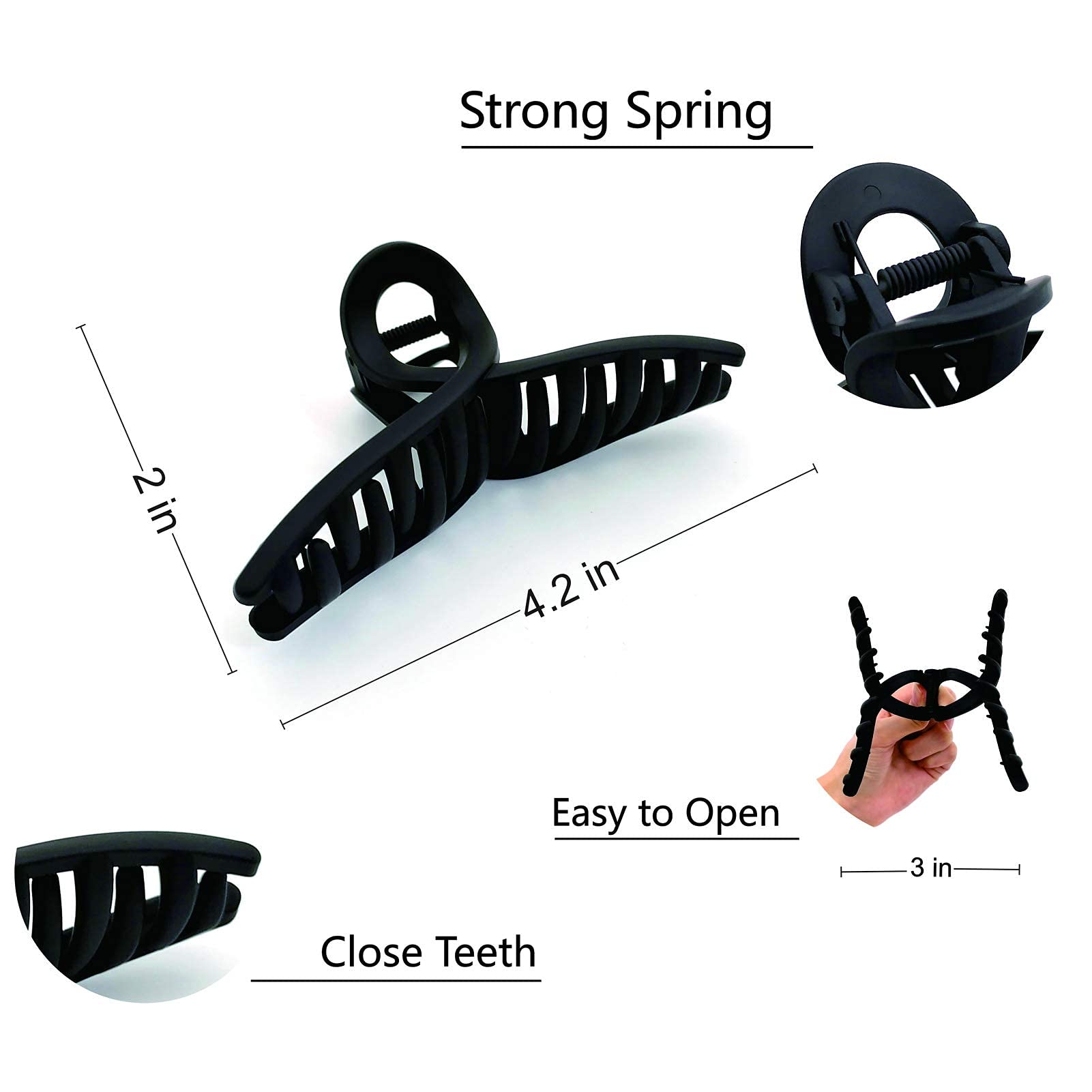 STYLEDOSE Large No Slip Matte Hair Claw Clips - Strong Hold Butterfly Jaw Clips for Women & Girls with Thin, Fine or Thick Hair (S14) | Perfect for Updos, Ponytails & Everyday Hairstyles