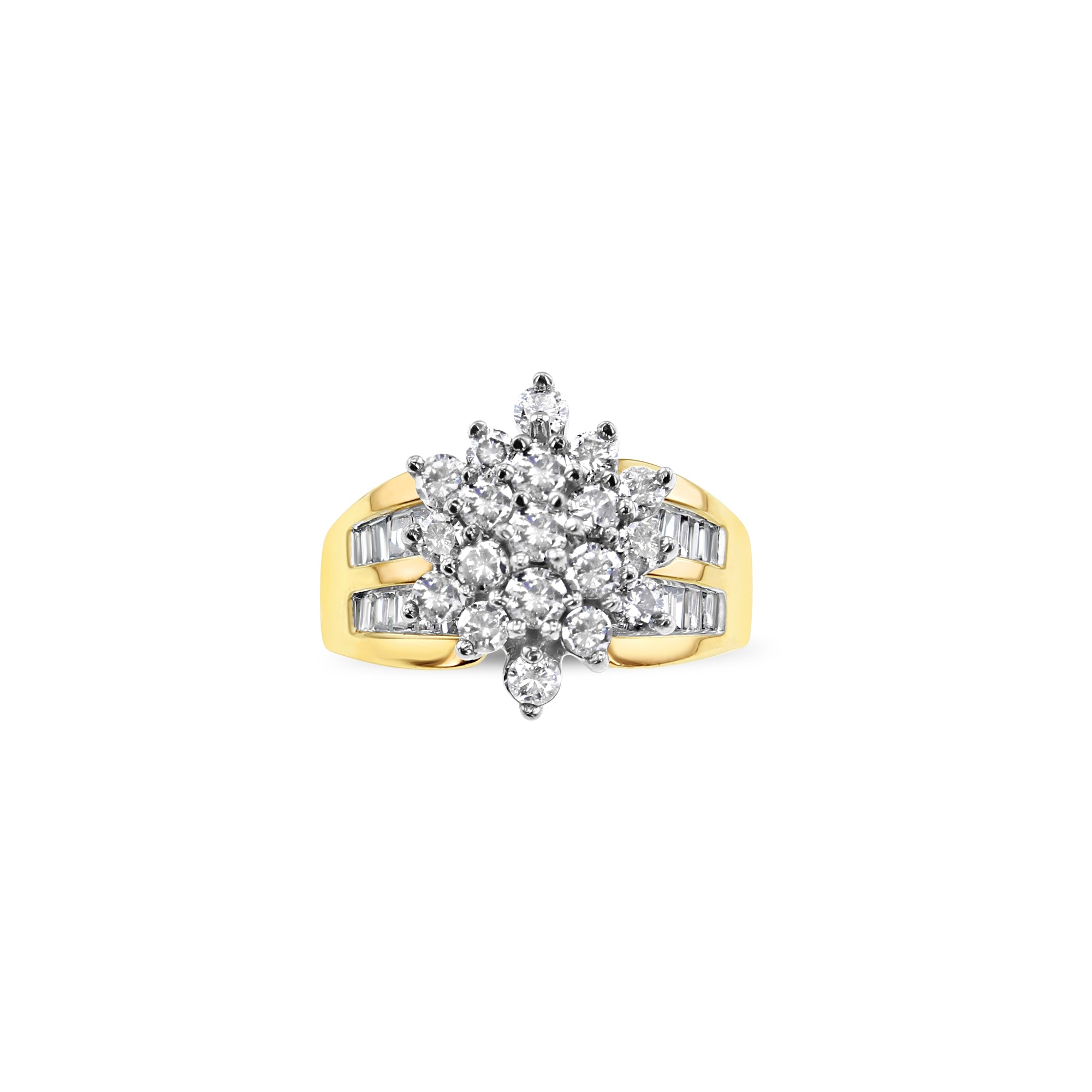2 Carat Diamond Cluster Engagement Ring in 14K Yellow Gold - Perfect for Proposals, Anniversaries & Bridal Jewelry