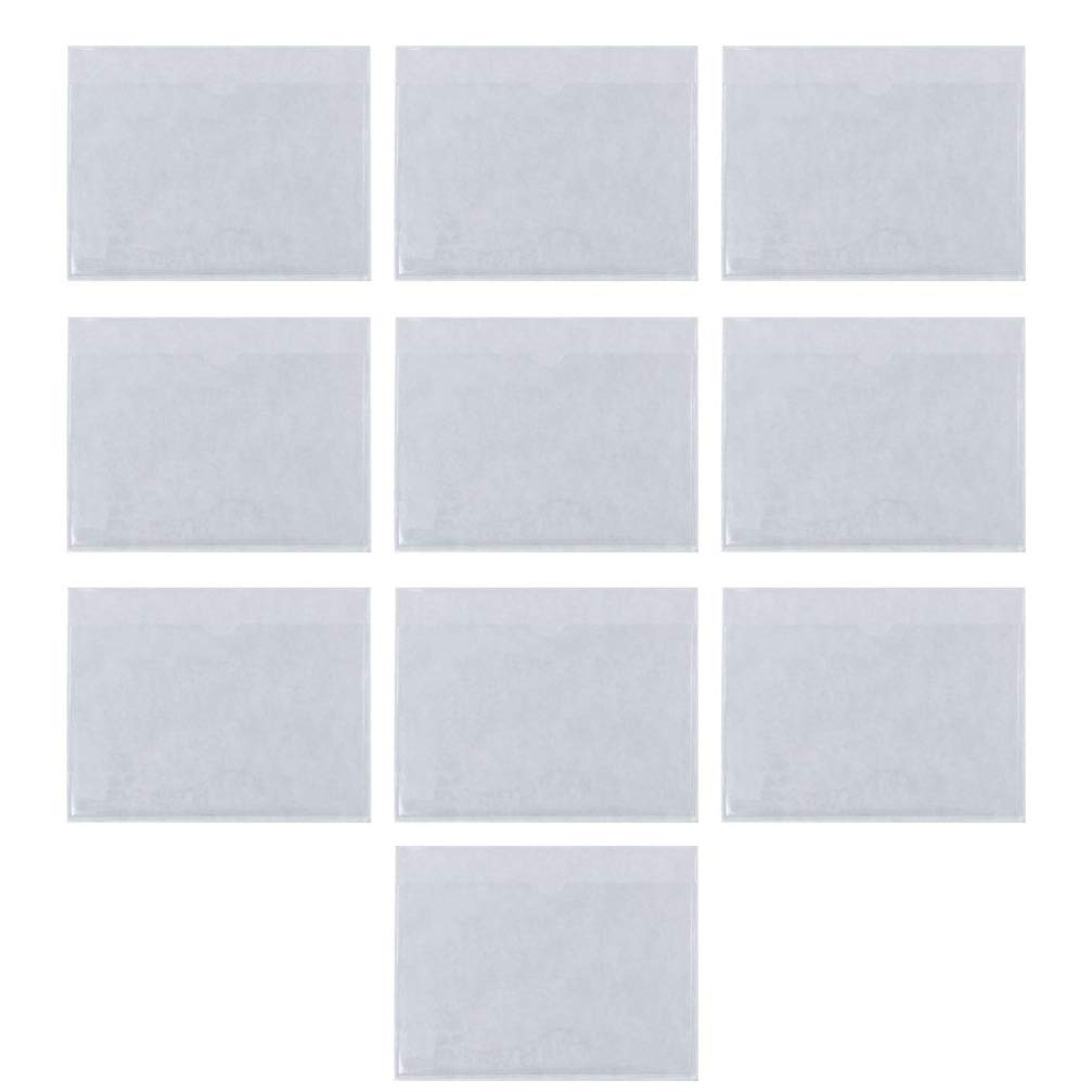 10pcs Clear Self-Adhesive Card Sleeves - Waterproof Business Card Holders, Name Badge Protectors & ID Card Covers for Office, Events, Conventions and Work Security (EVA Material)