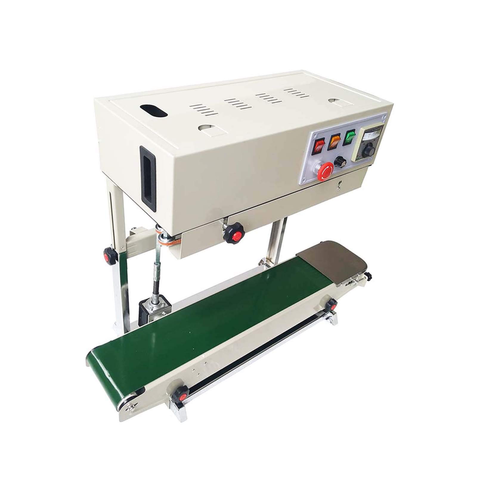 Automatic Horizontal Continuous Band Sealer Machine for PVC/Plastic Bags - 110V Commercial Sealing Equipment (FR880 Vertical Model) | Ideal for Food Packaging, Medical Supplies & Retail Products