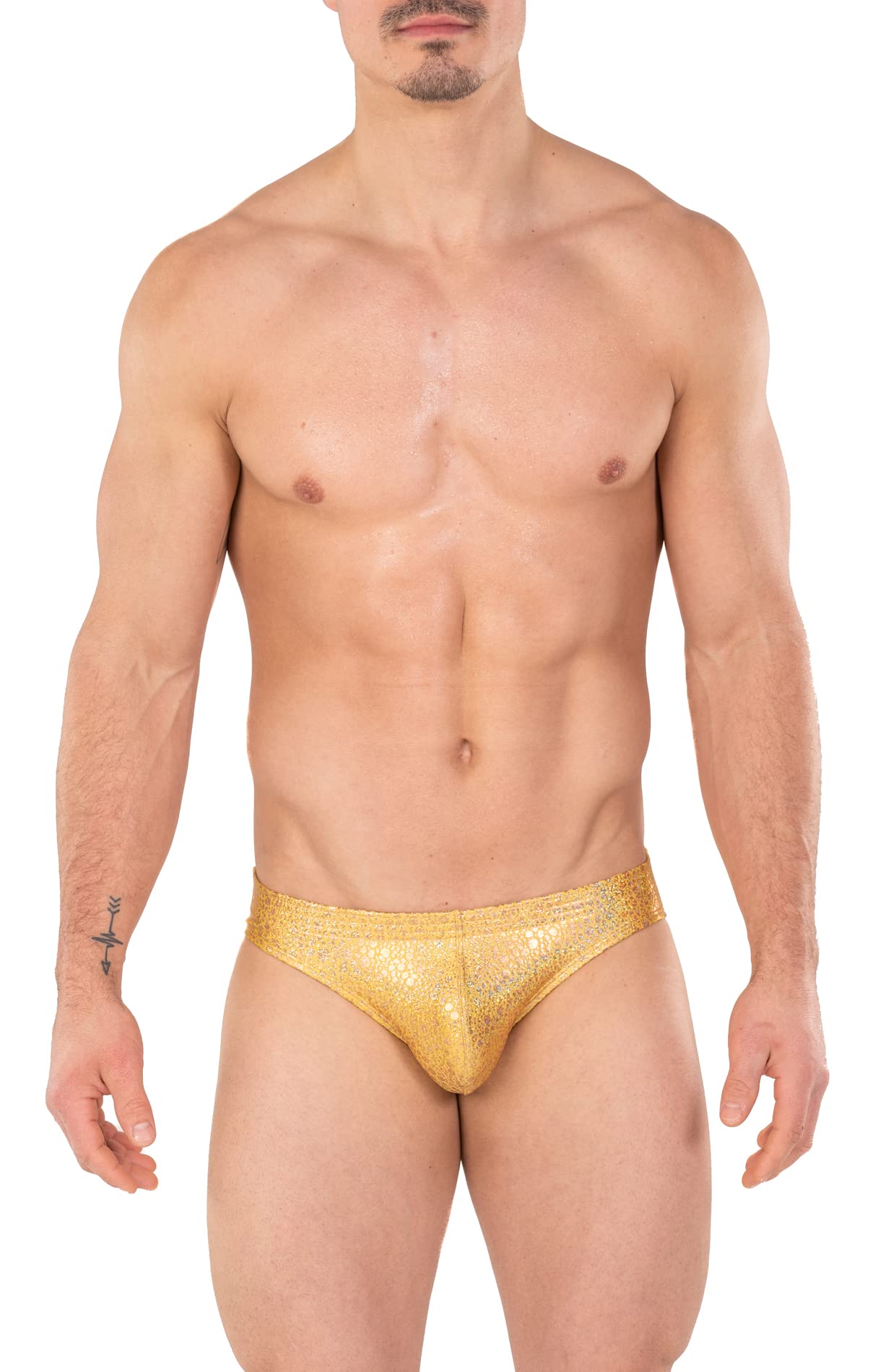 Gary Majdell Men's Sport Print Contour Pouch Bikini Swimsuit - Quick Dry Swim Briefs for Beach, Pool & Water Sports