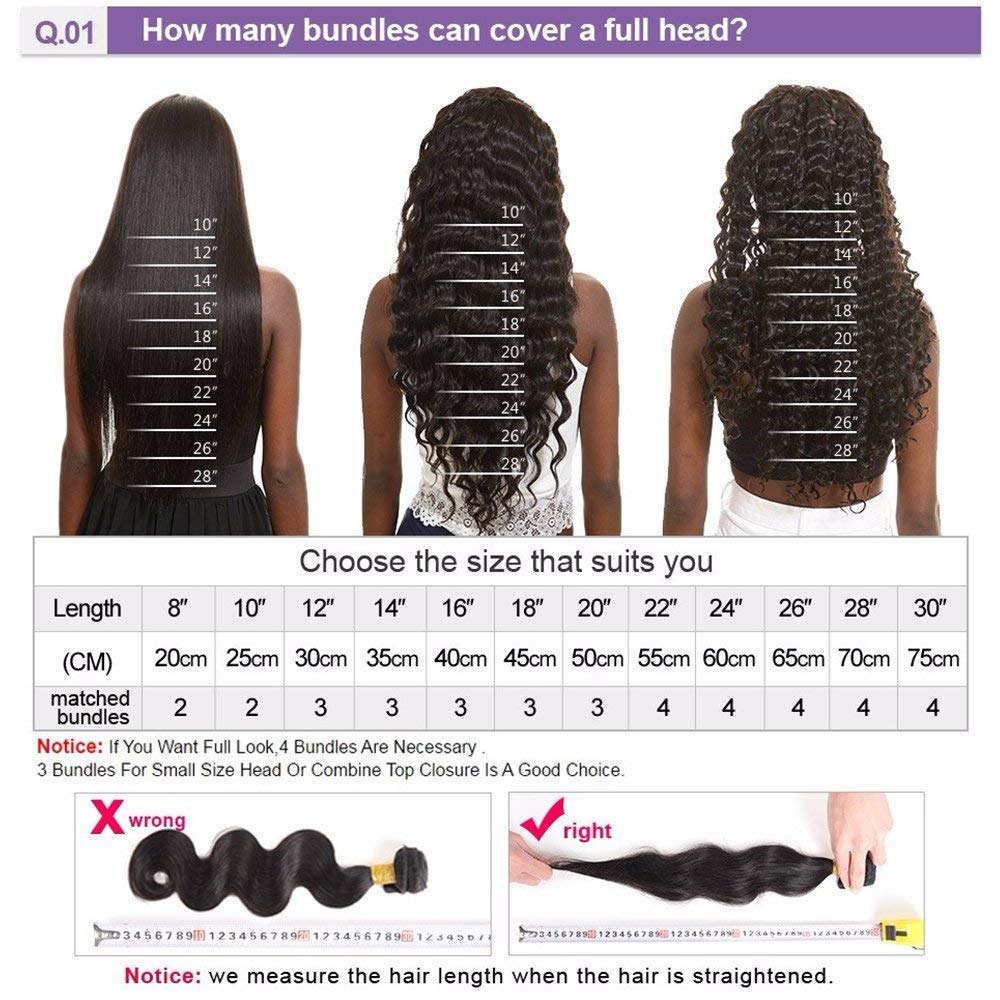 14-20 Inch Deep Wave Brazilian Human Hair Bundles - 4 Pcs Natural Black Loose Wave Hair Extensions for Styling, Weaving & Voluminous Looks