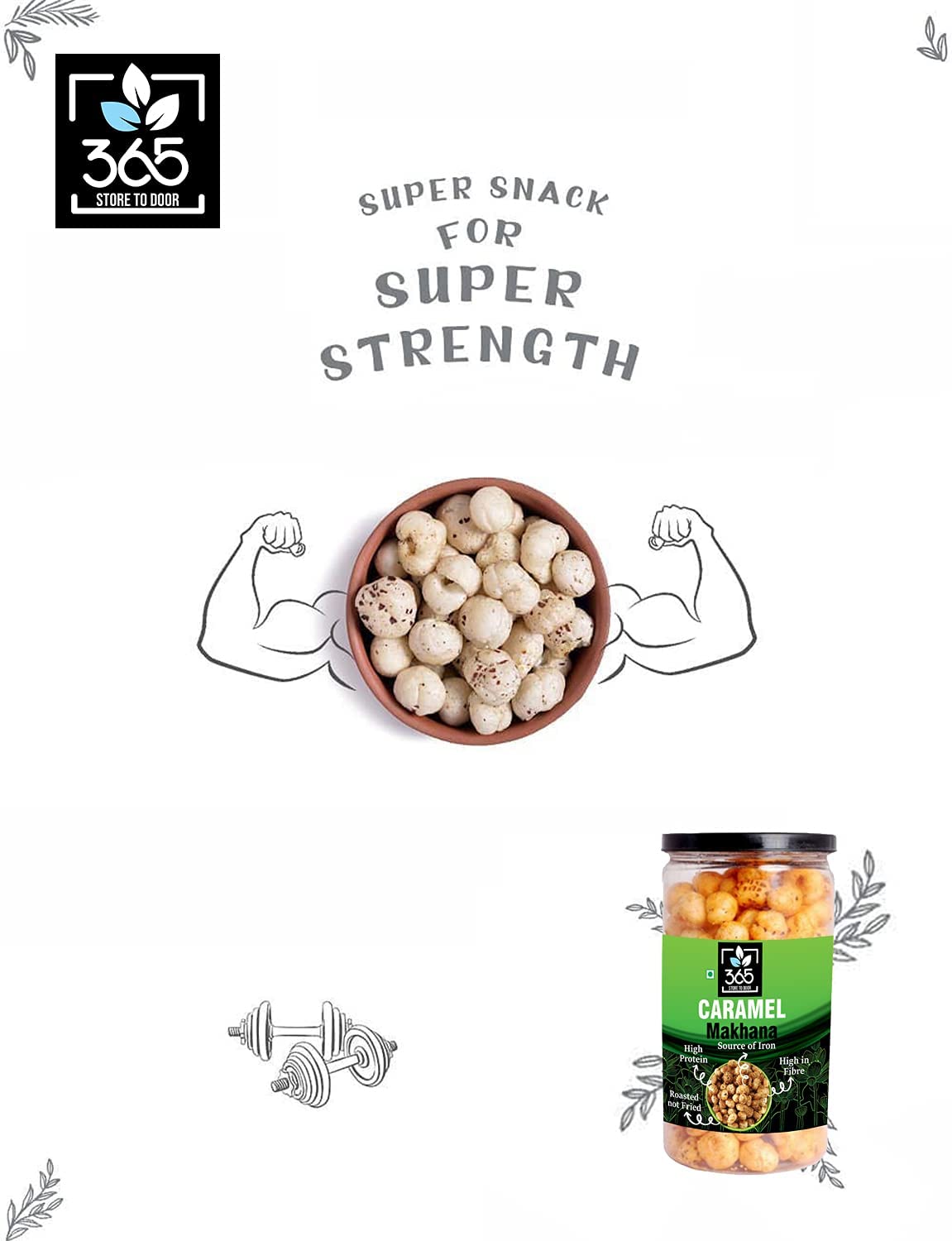 365 Store to Door Roasted Makhana - Caramel Flavor, 225g | Fox Nuts Snacks | High Protein, Fiber, Gluten Free, No Trans Fat | Healthy Snack for Kids & Adults | Perfect for On-the-Go, Office, School & Movie Nights